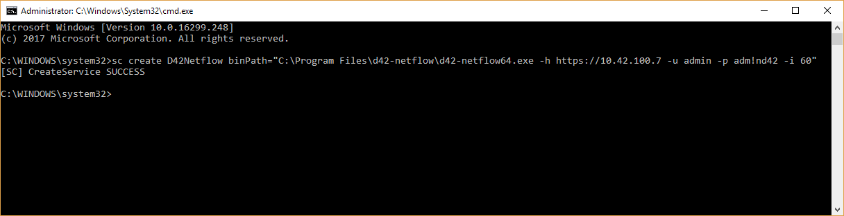Create D42NetFlow Windows Service