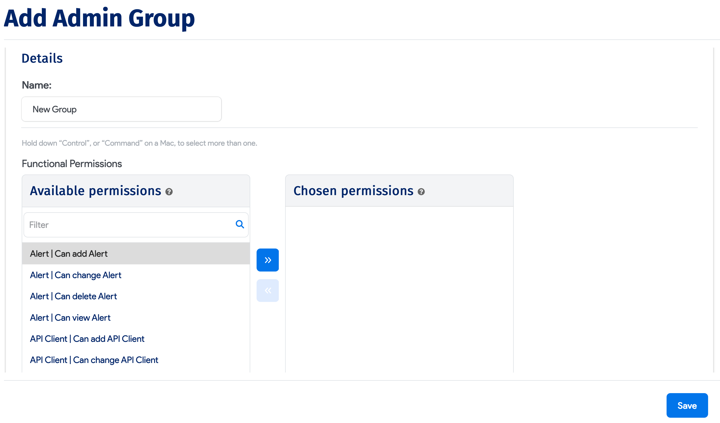 Create new Admin Groups