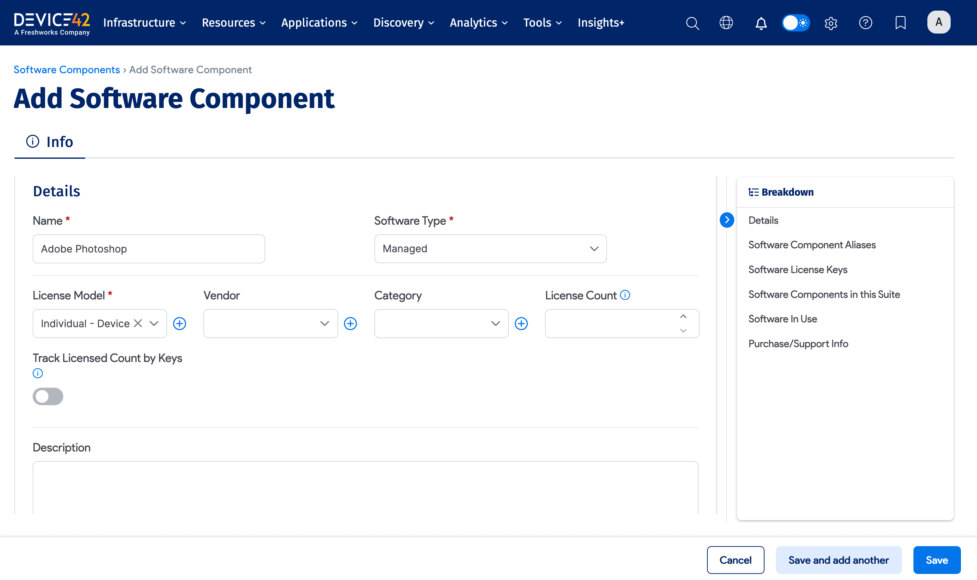 Add software component