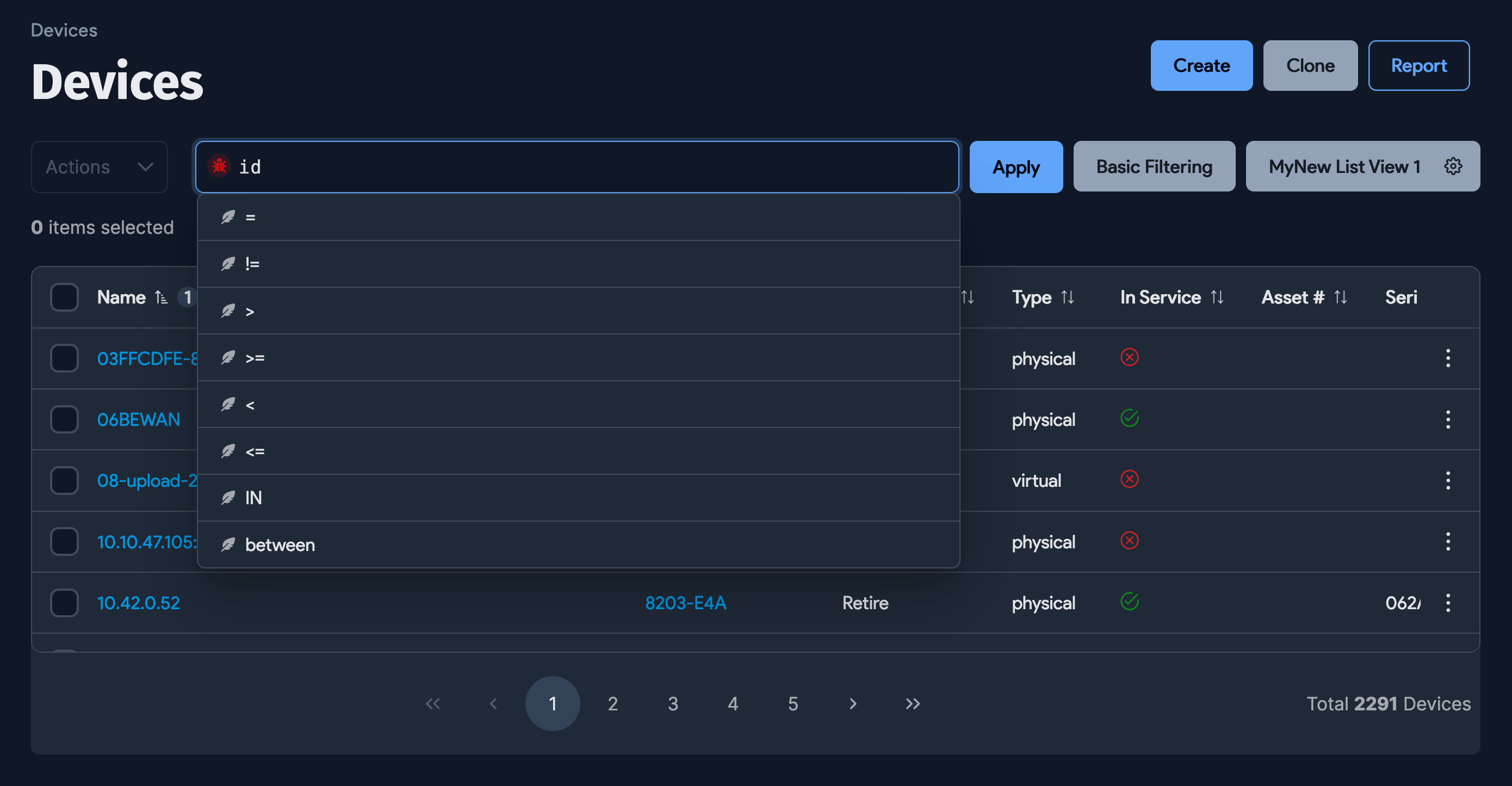 Operator suggestions