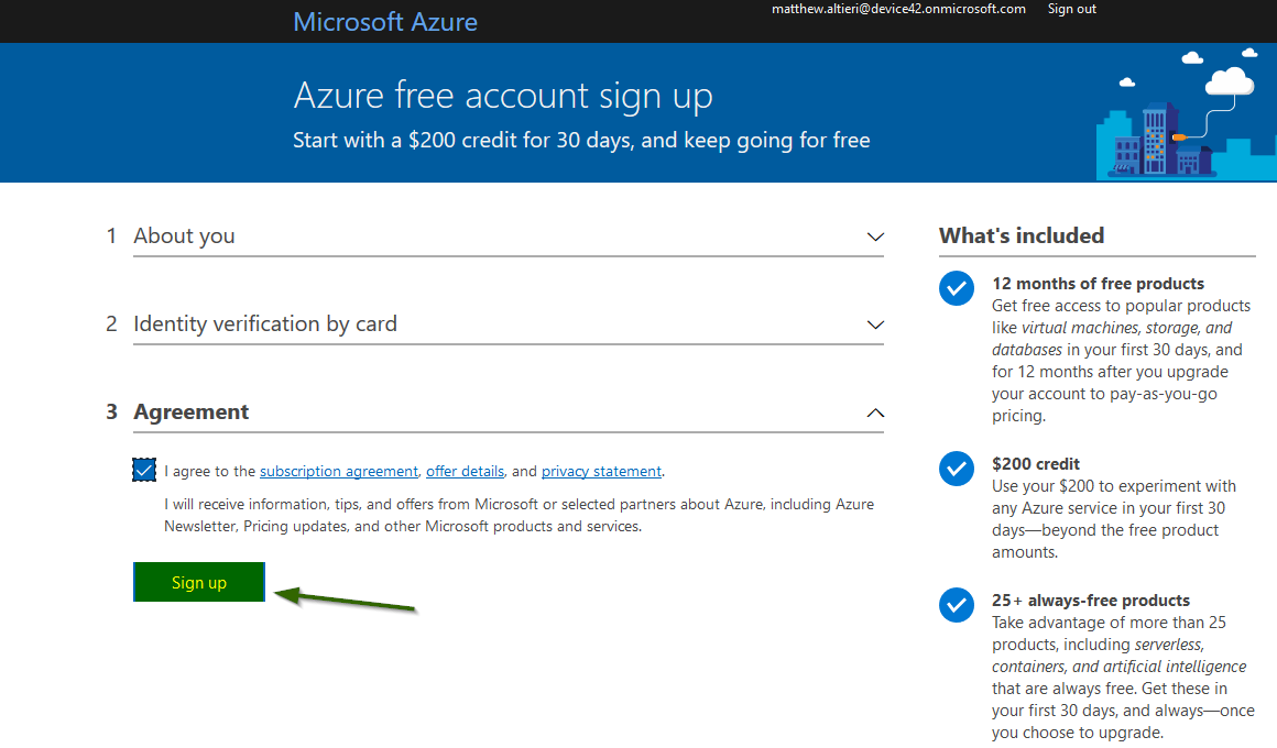 Sign up for Azure