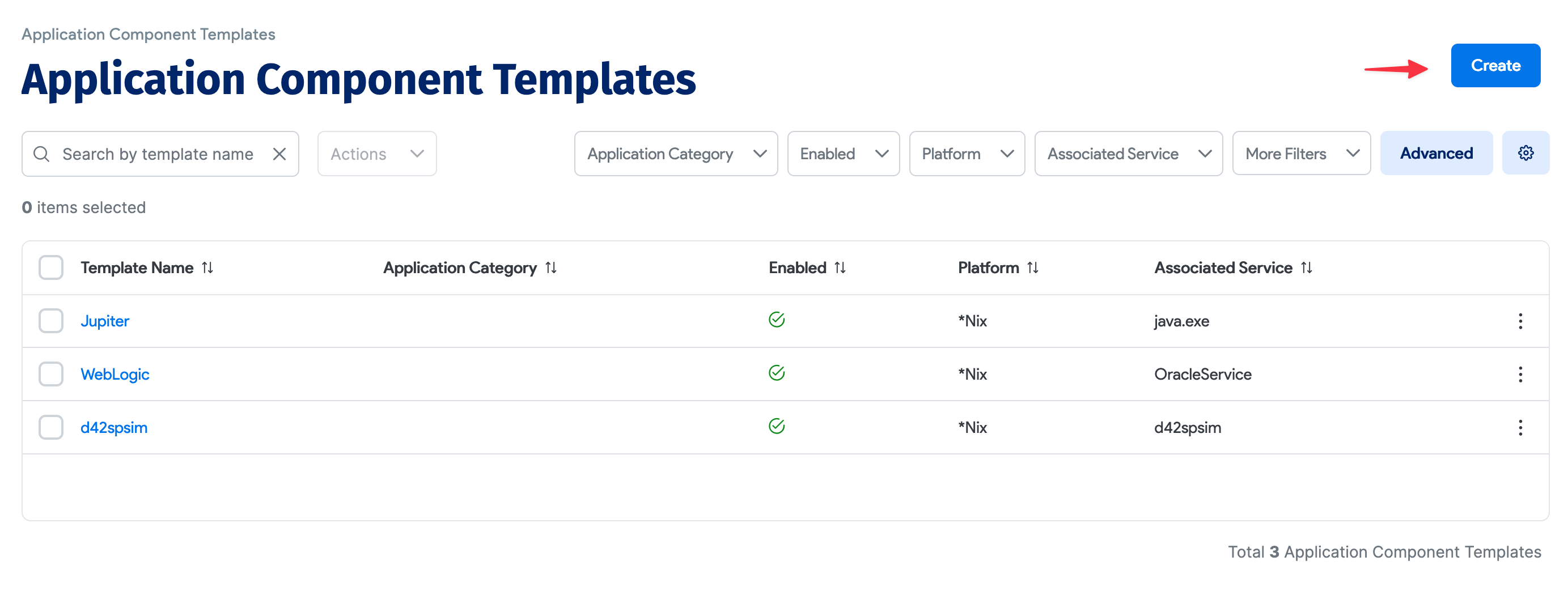 Create an Application Component Template
