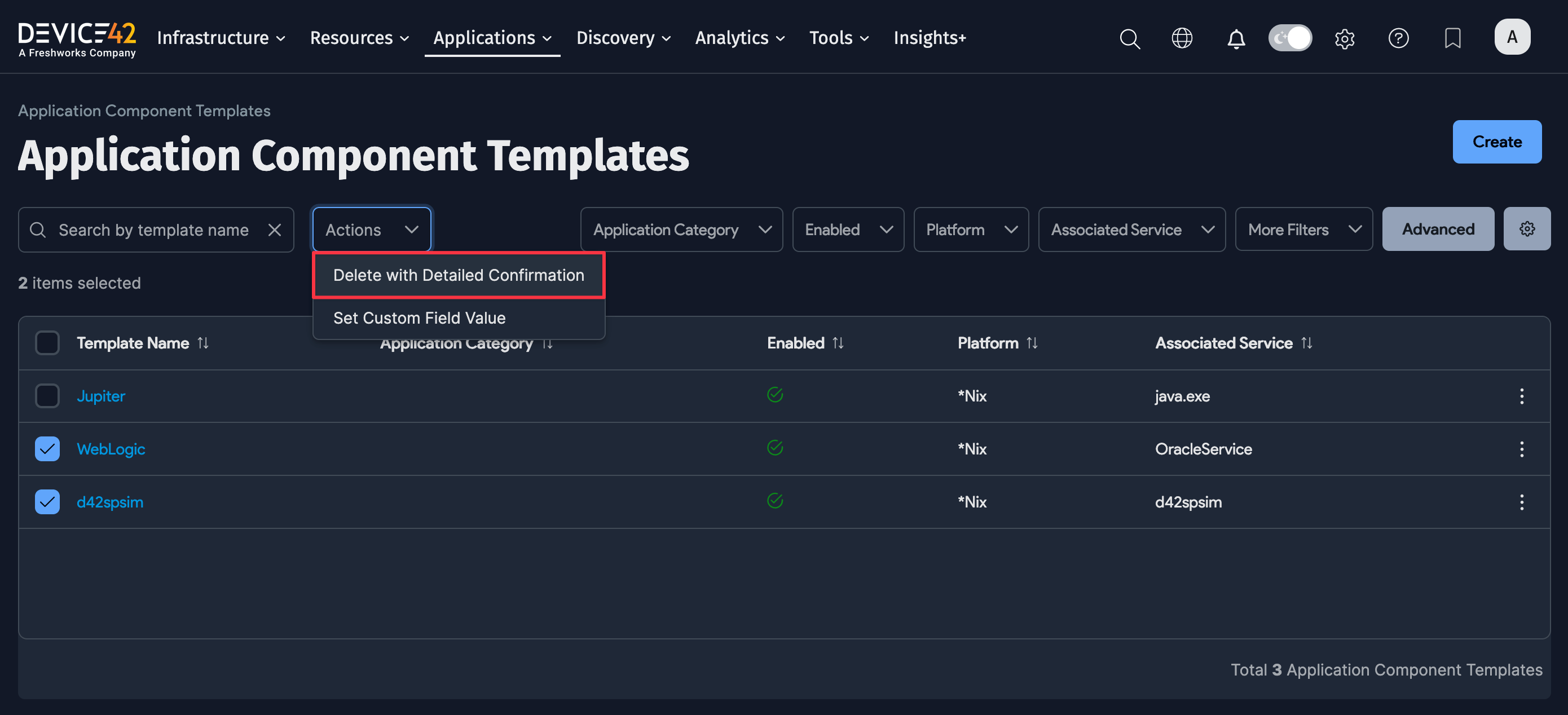 Delete selected items