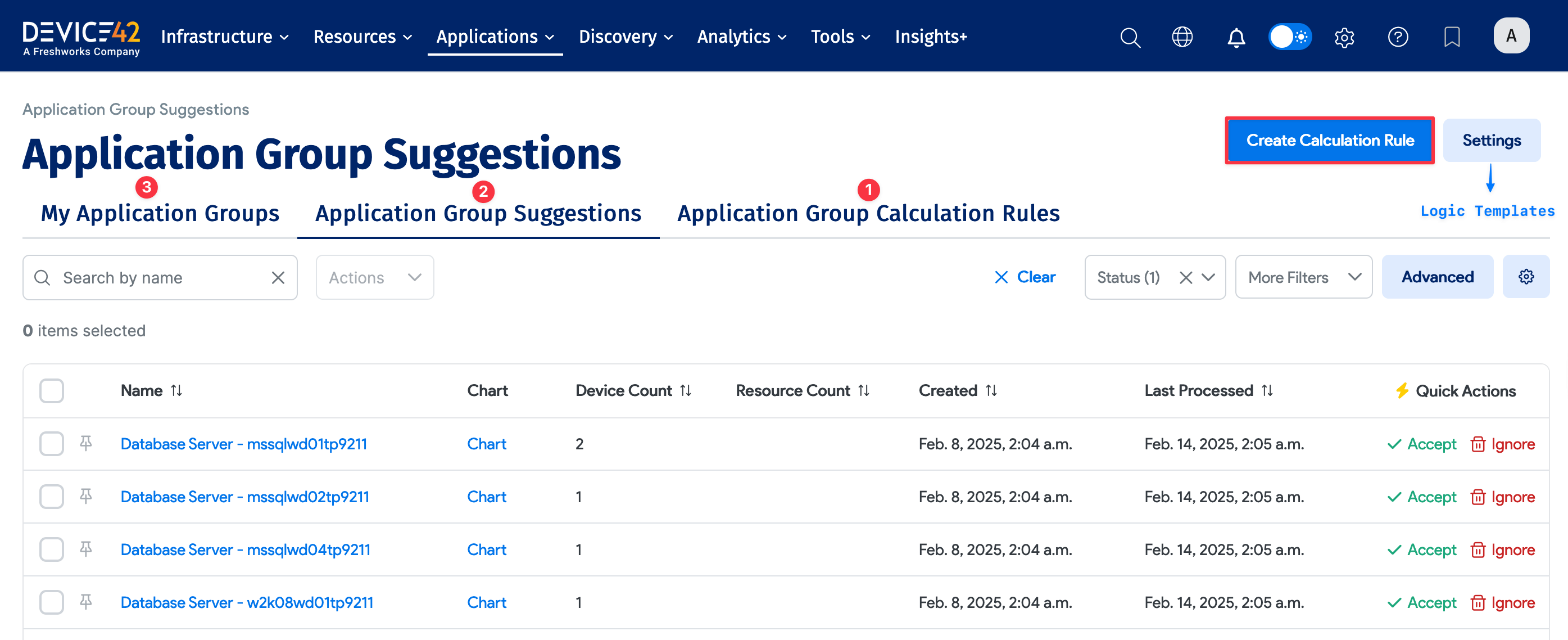 Application Group Suggestions