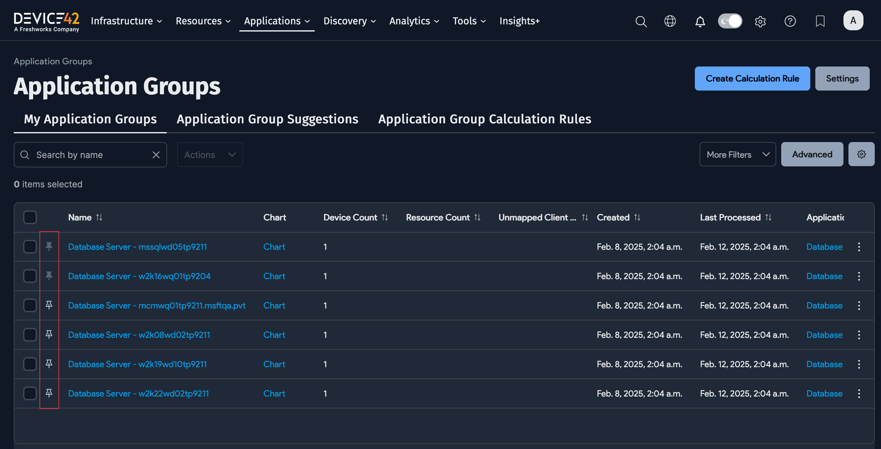 Application Group pinning