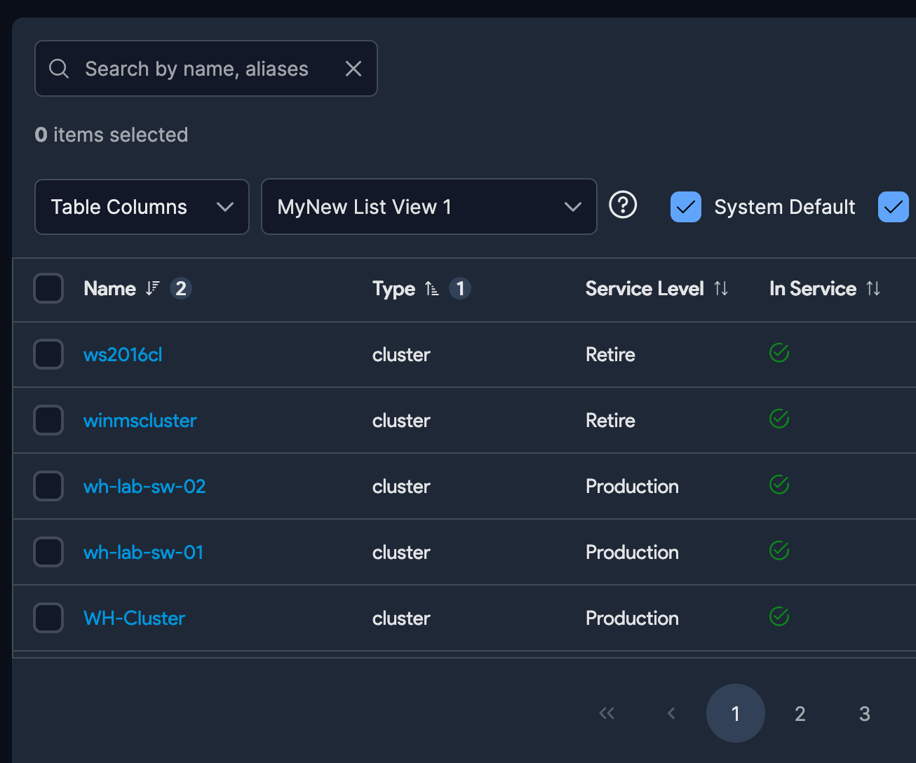 Column sort