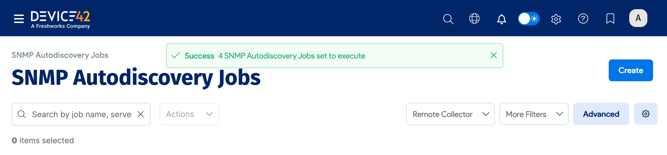 Bulk run success message toast