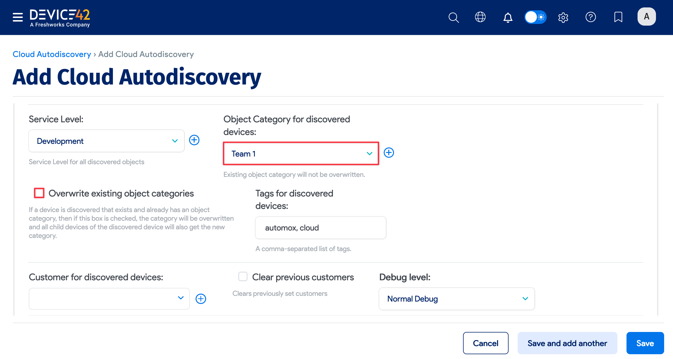 Optional autodiscovery job fields