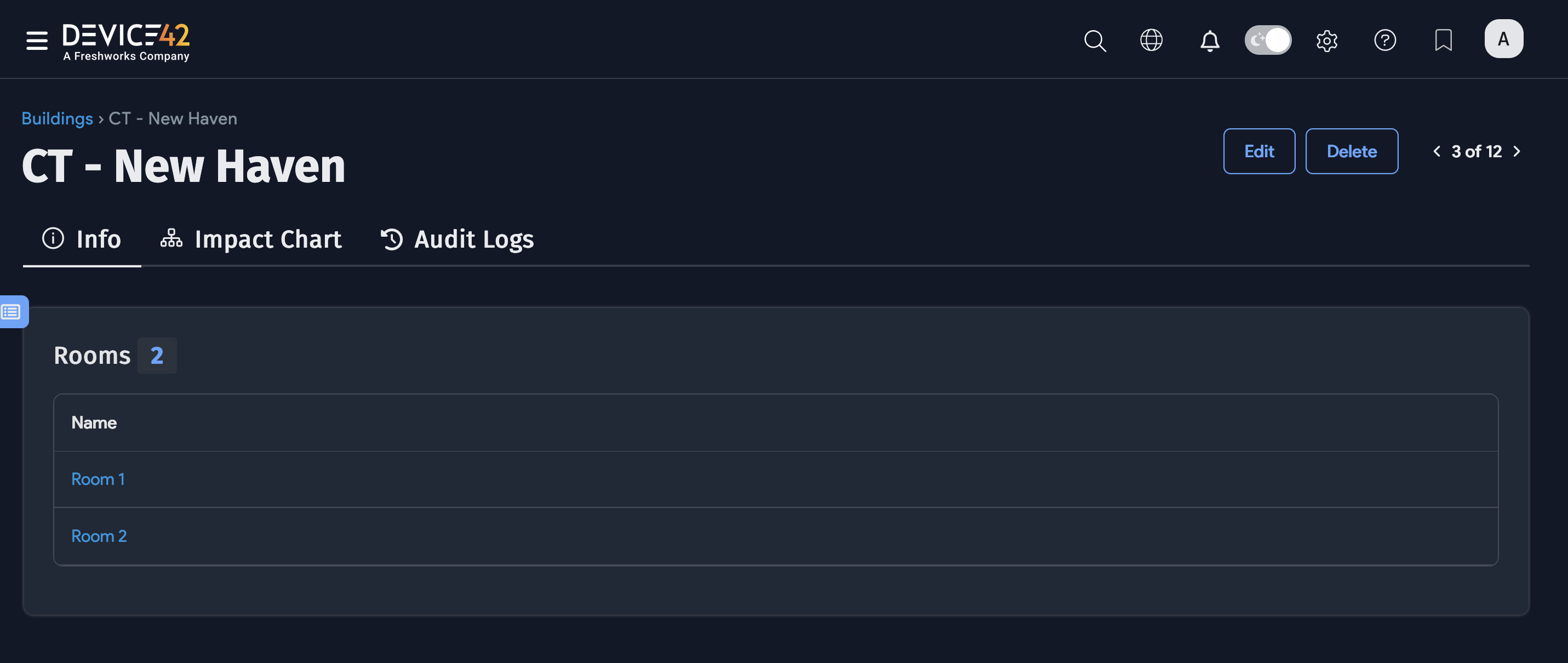 Buildings with Room links