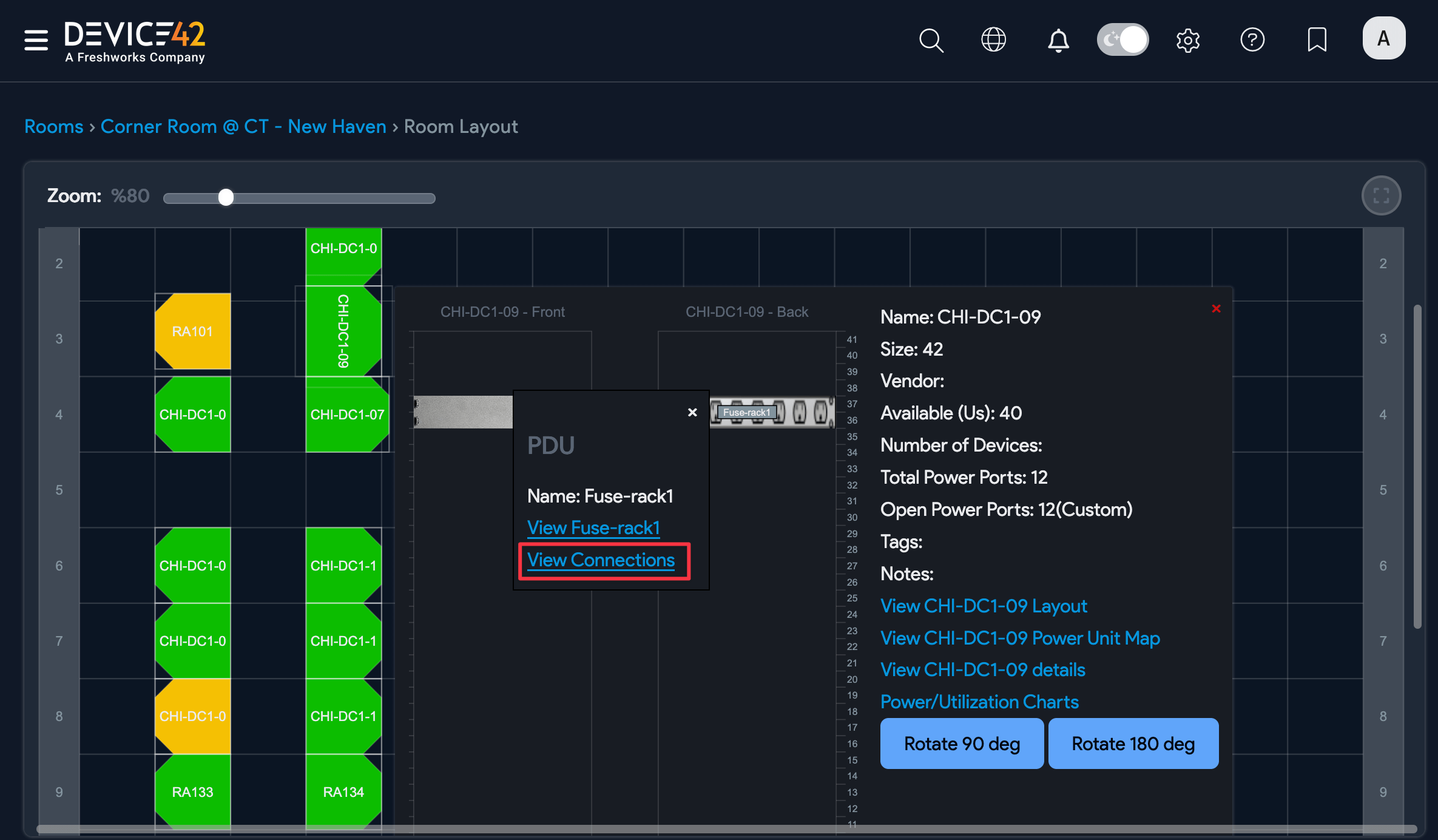 View connections link
