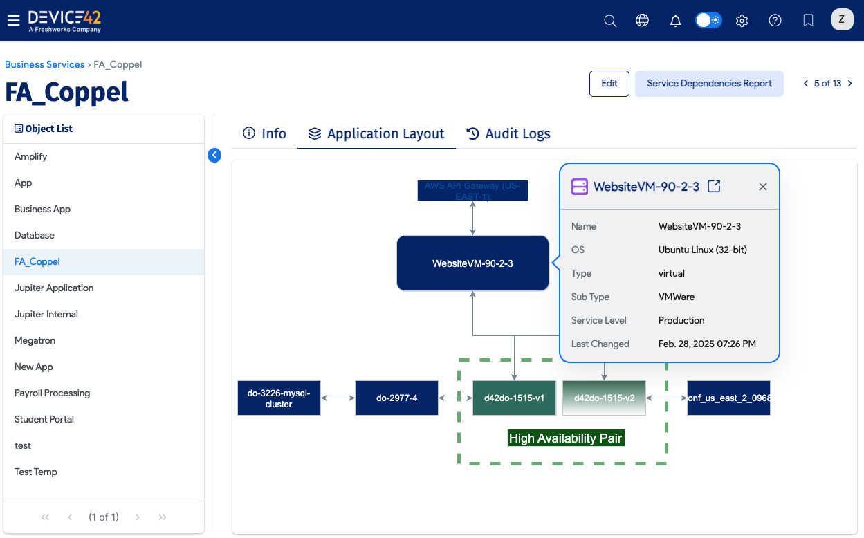 Business Services Layout