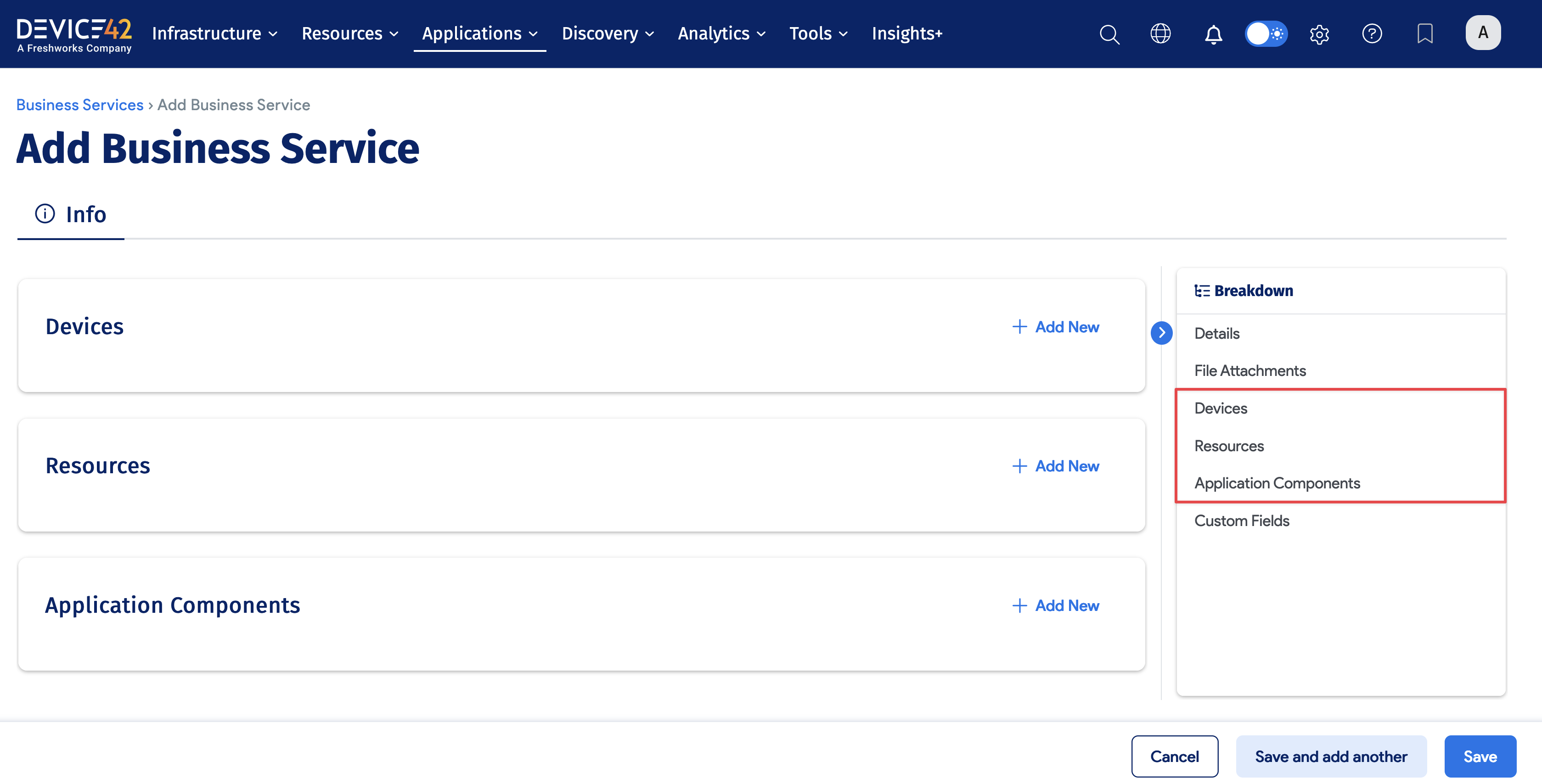 Add Resources, Devices, and App Comps