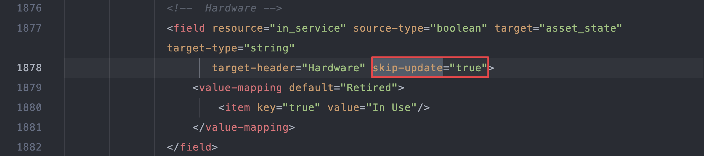 Line 1878 of mapping.xml