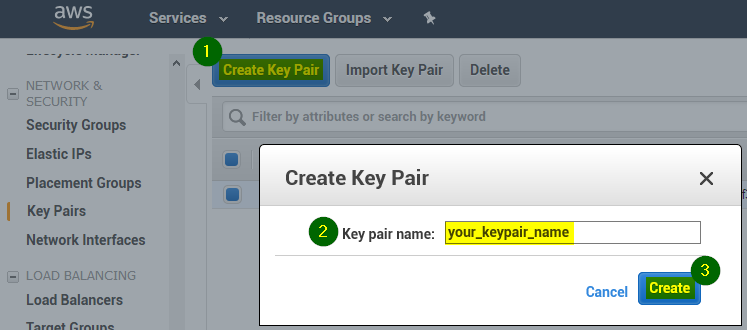 Create an new SSH key pair on AWS EC2
