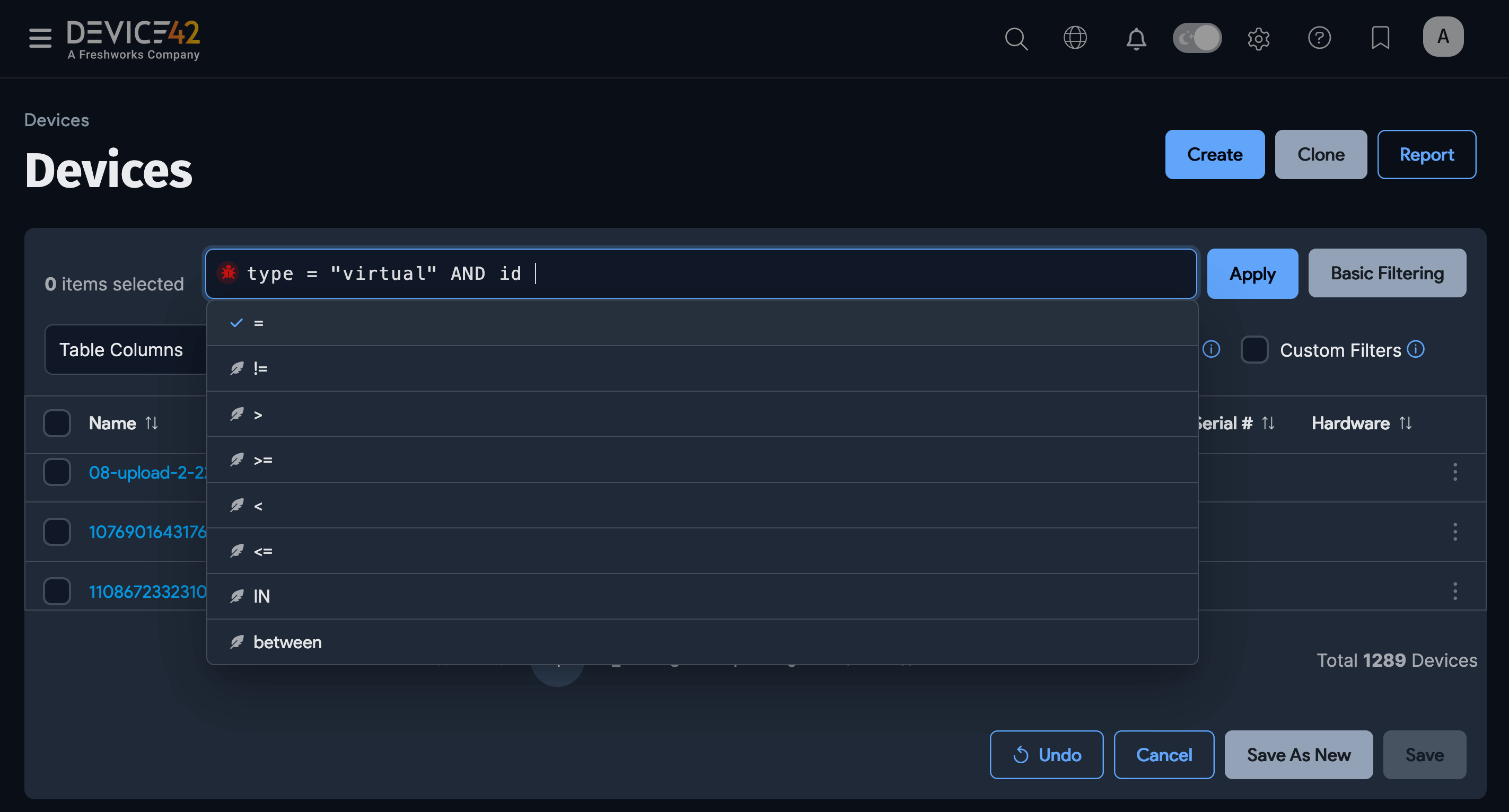 Advanced filter text box