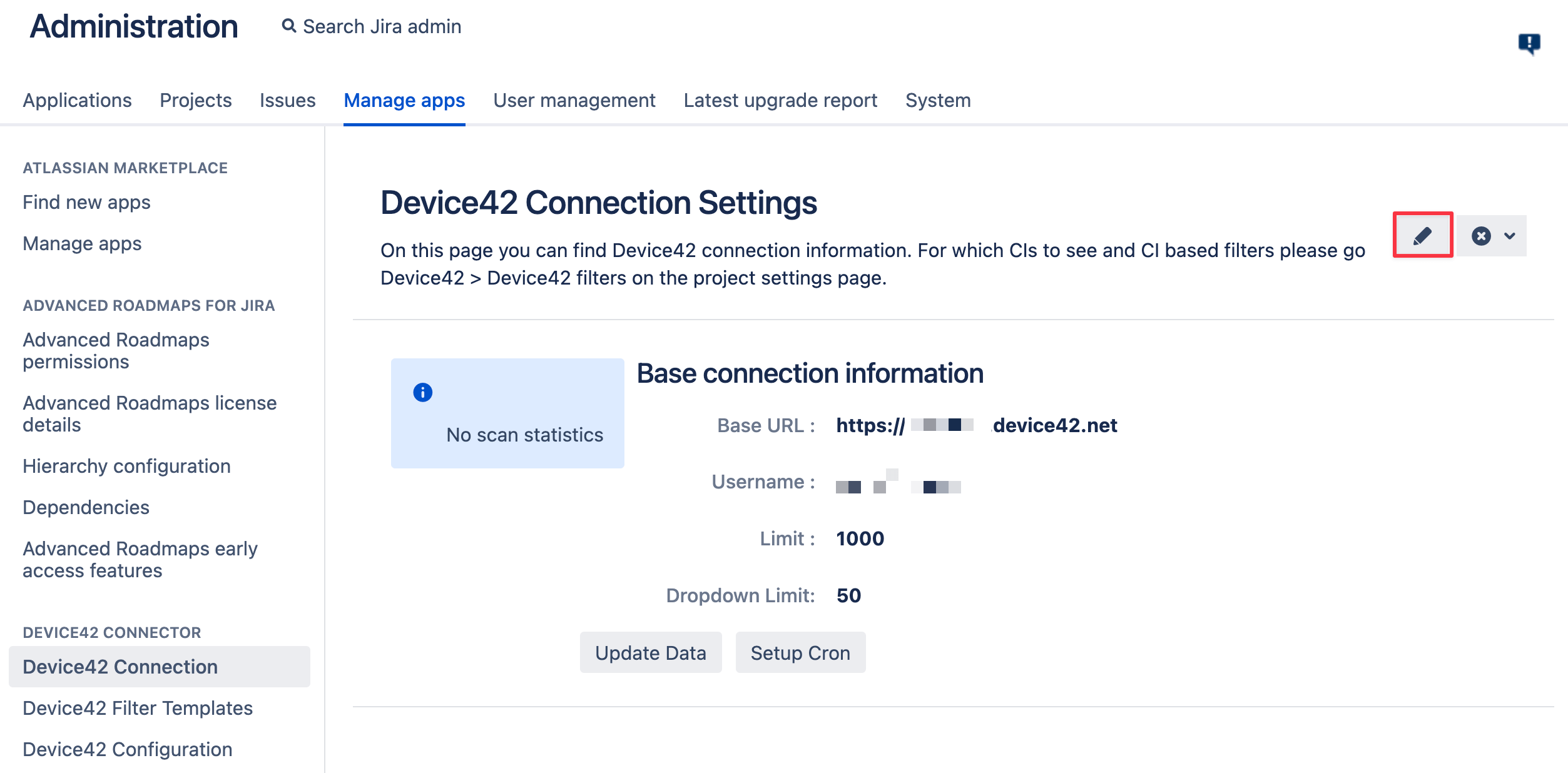 Edit Device42 Connection