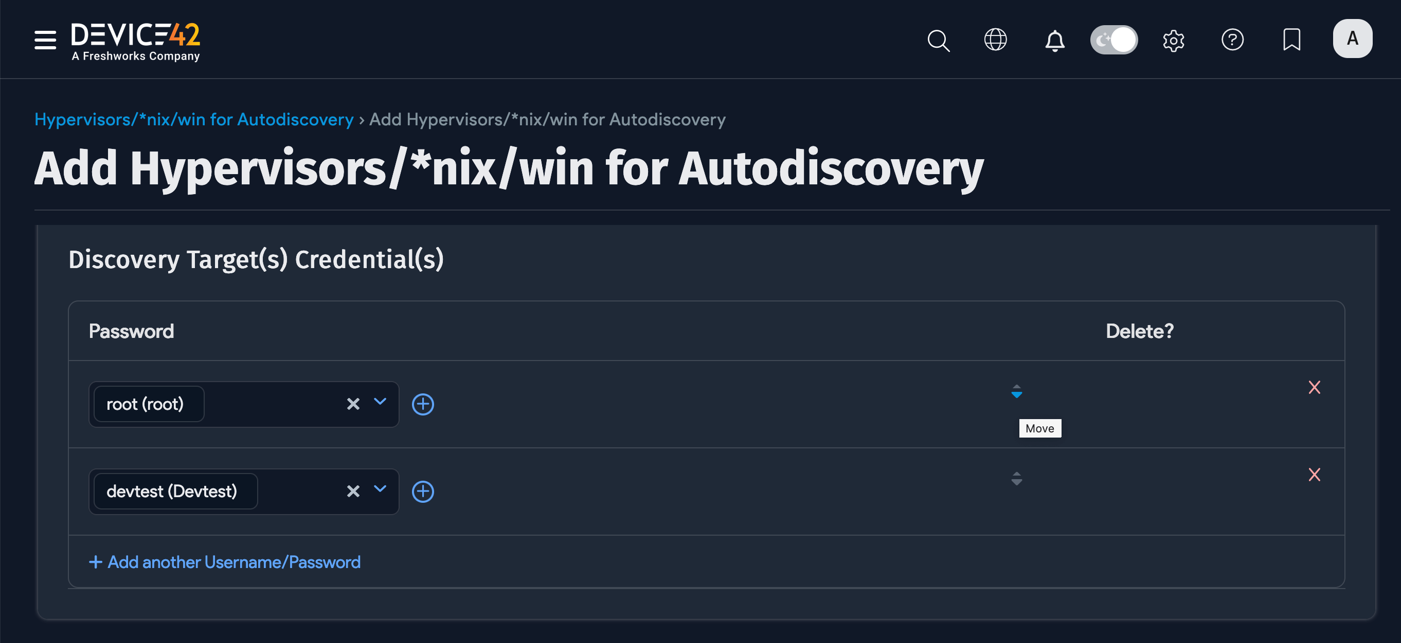 Discovery Target(s) Credential(s)