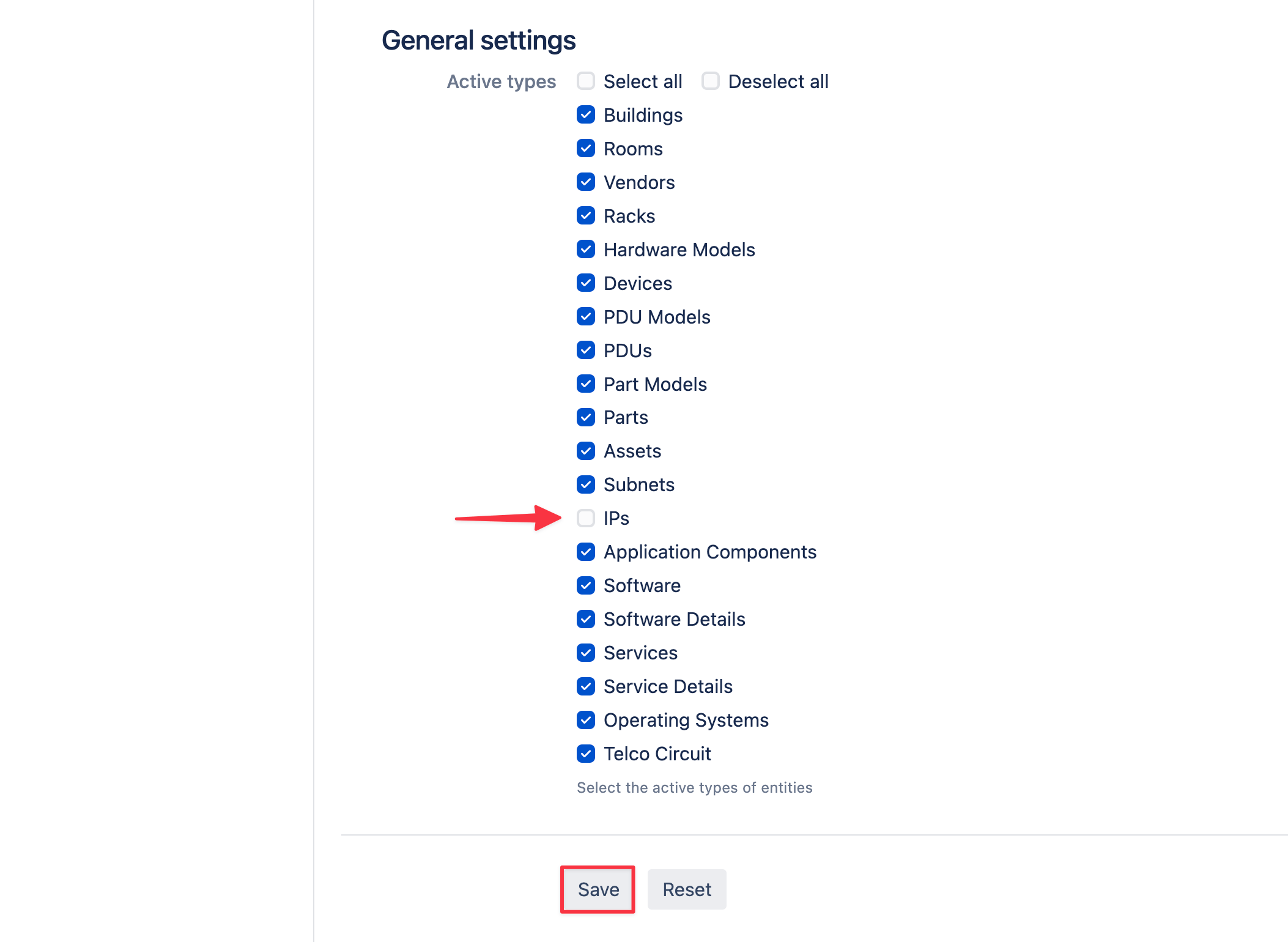 Default filter general settings