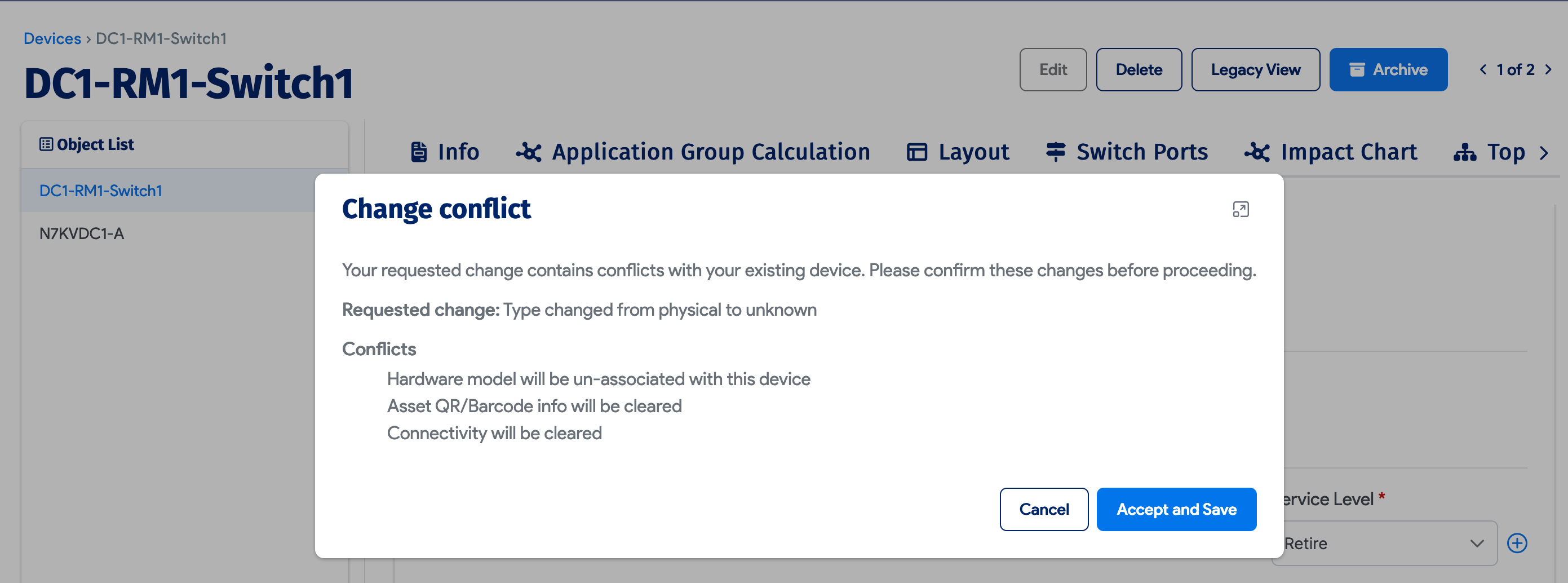 Change conflict warning