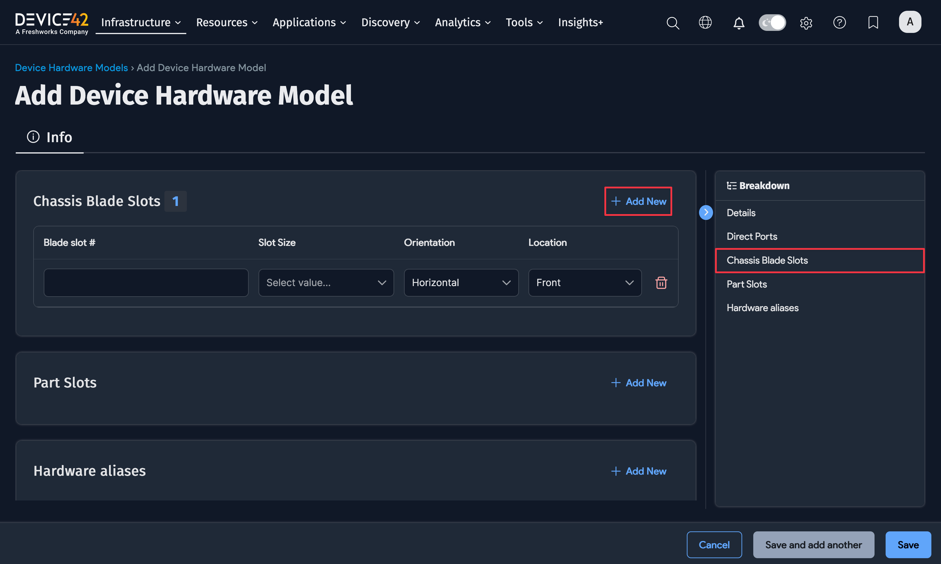 Add blade slots to chassis Hardware Model