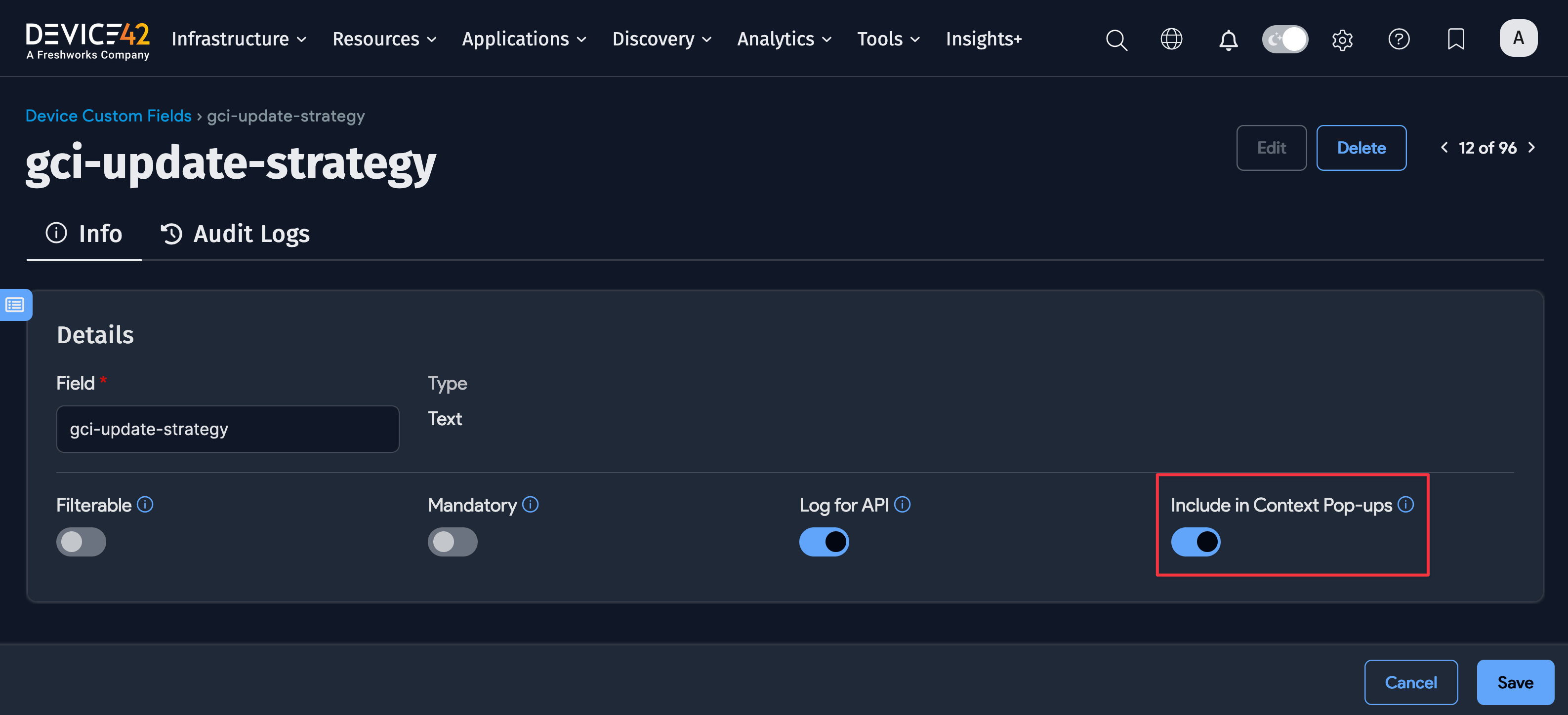Include in Context Pop-ups