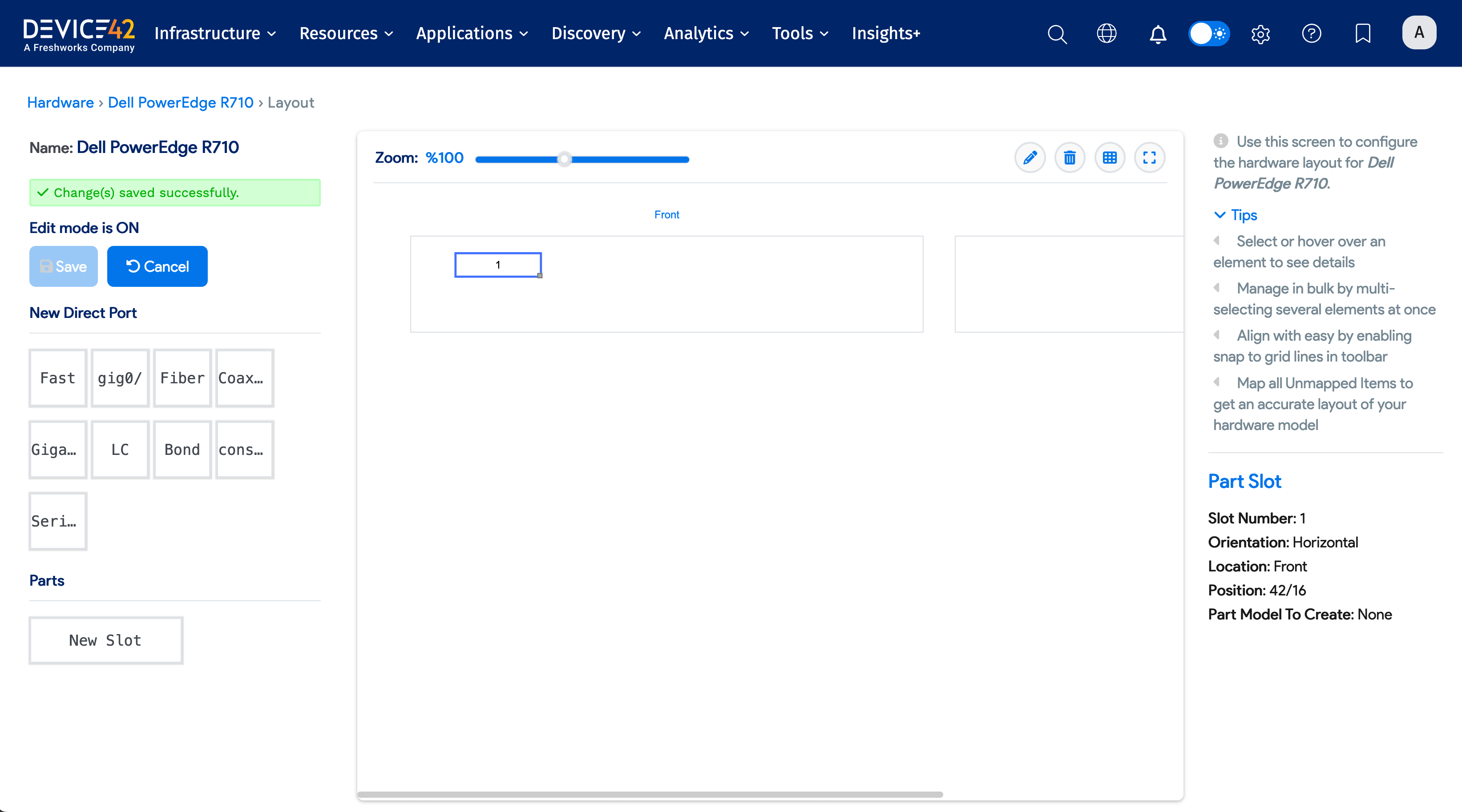 Successful save message