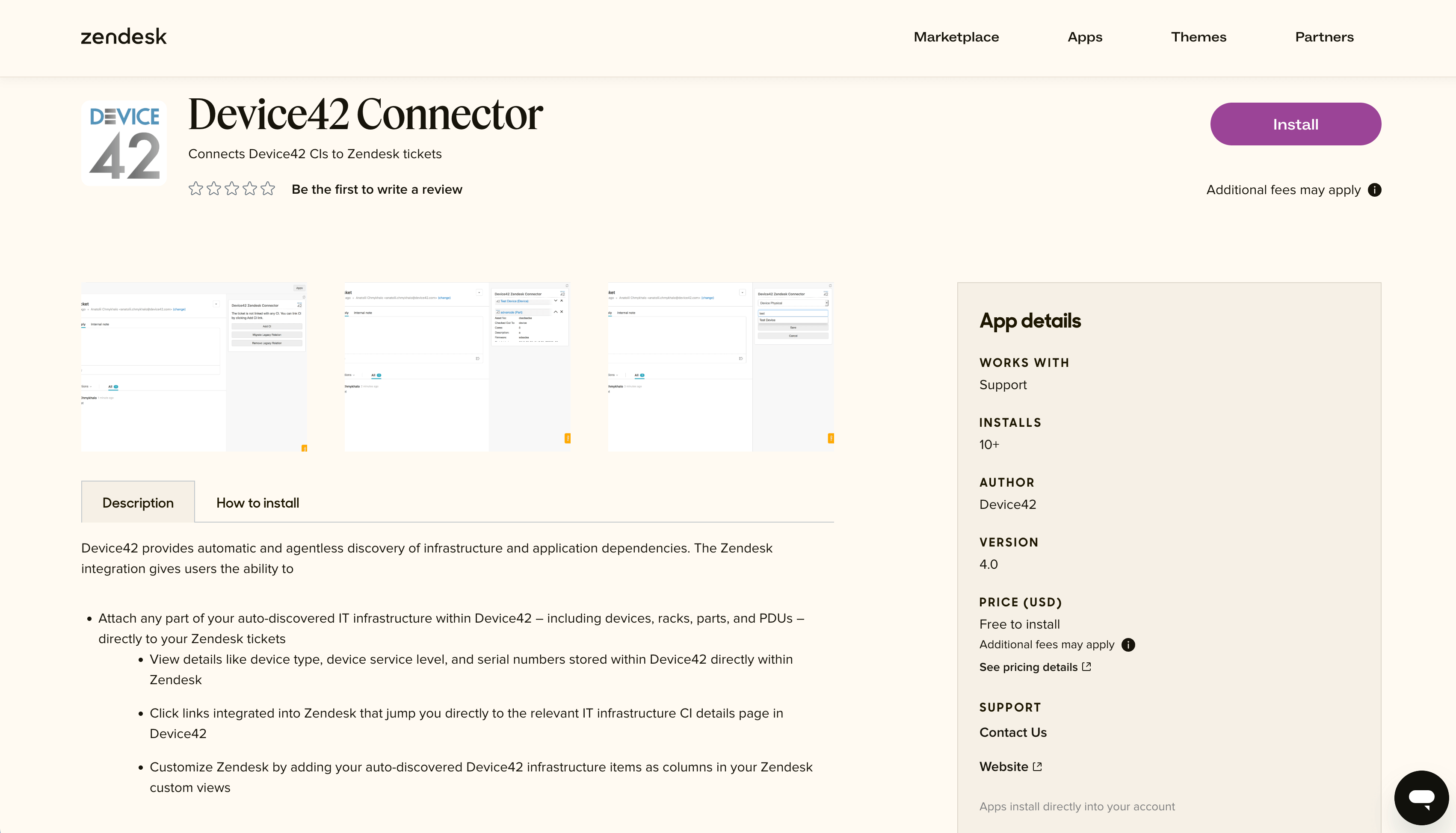 Zendesk Marketplace D42 App