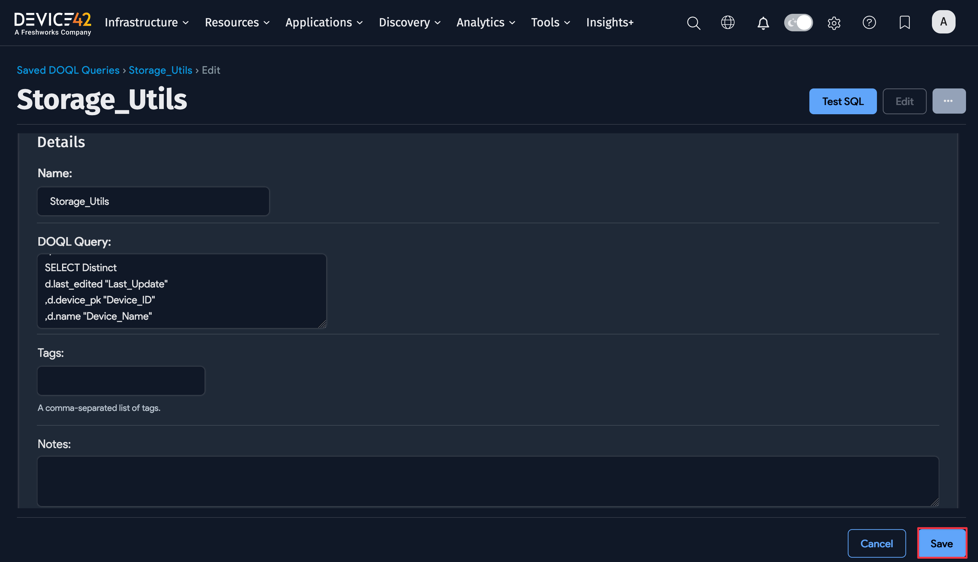 Edit saved DOQL Query