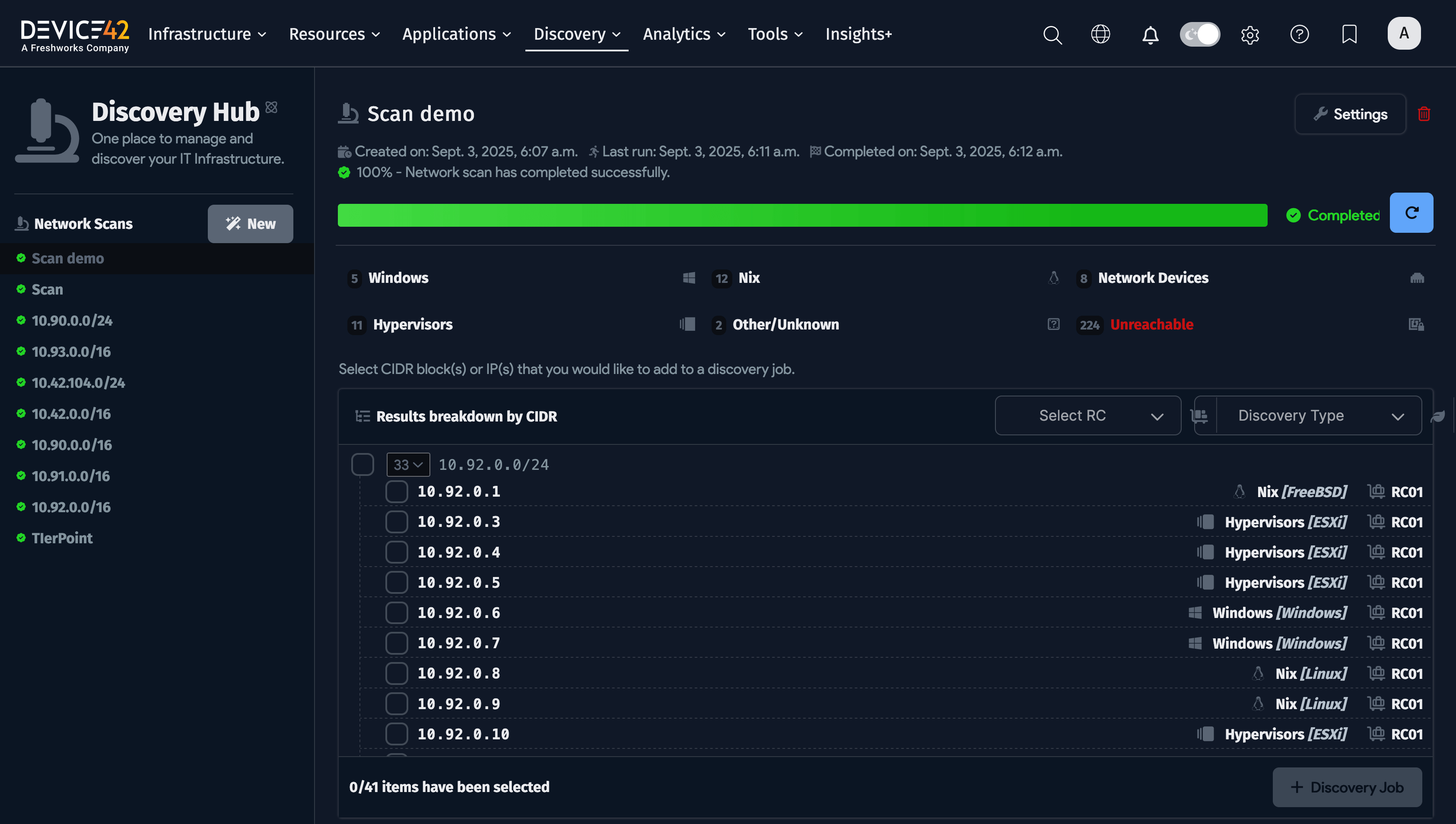 Scan results by CIDR block