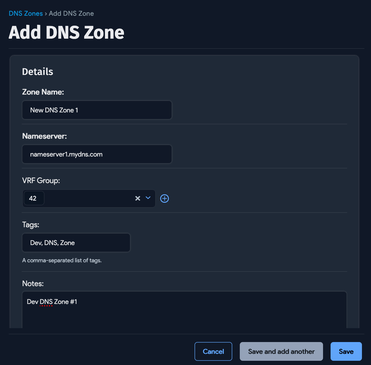 Add DNS Zone