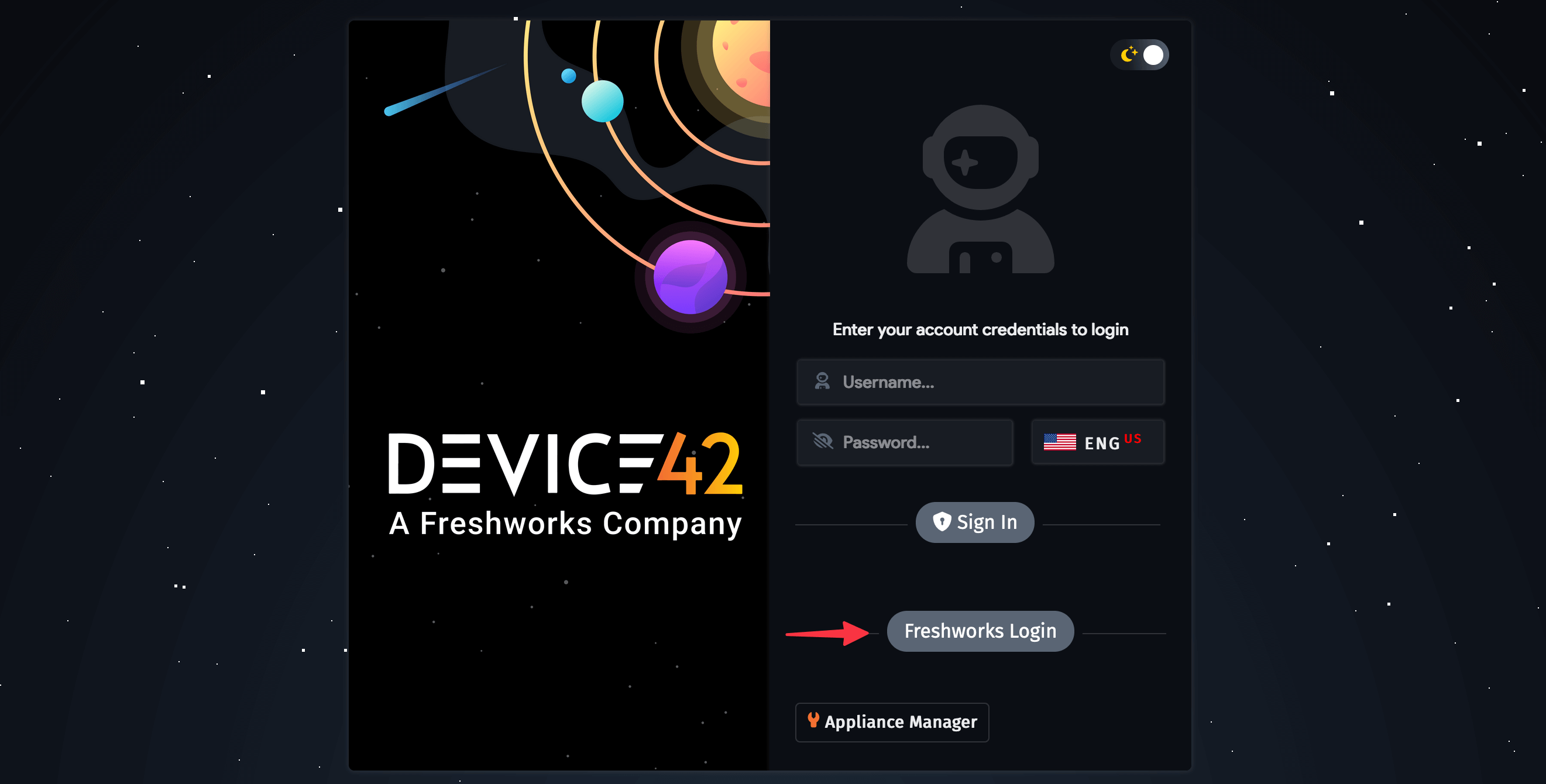 Freshworks login button