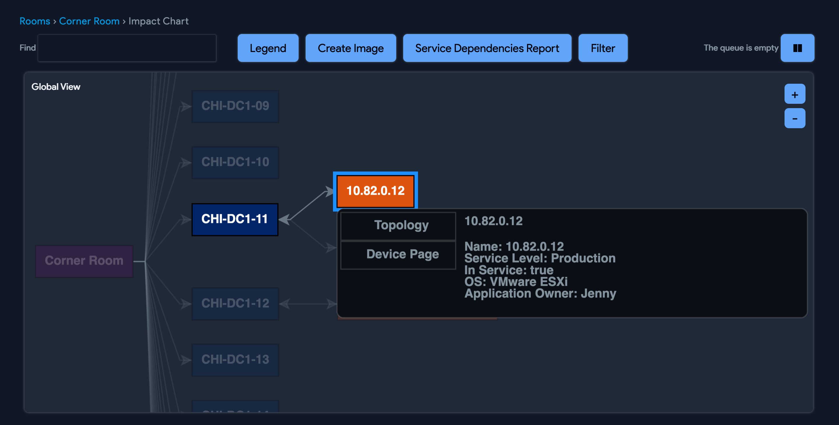 Hover over server for details demonstration