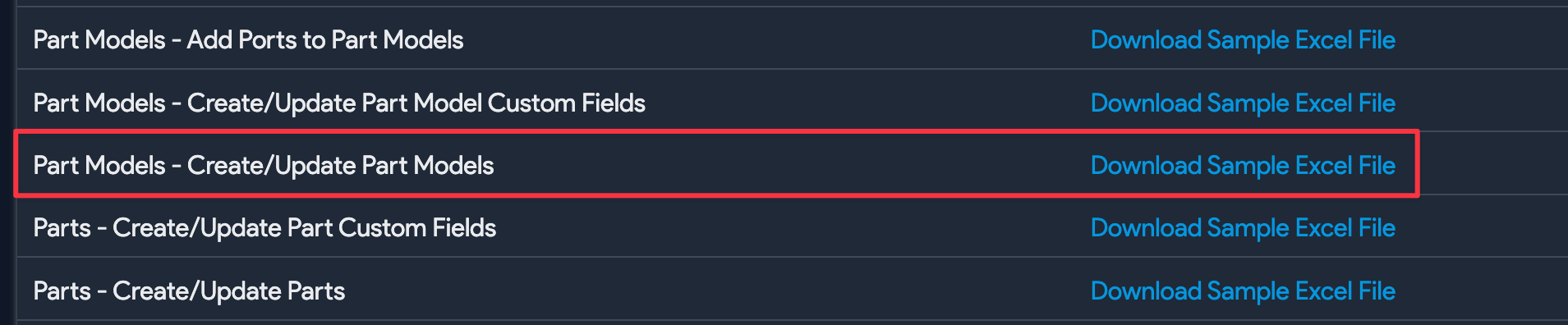 Download sample spreadsheet interface