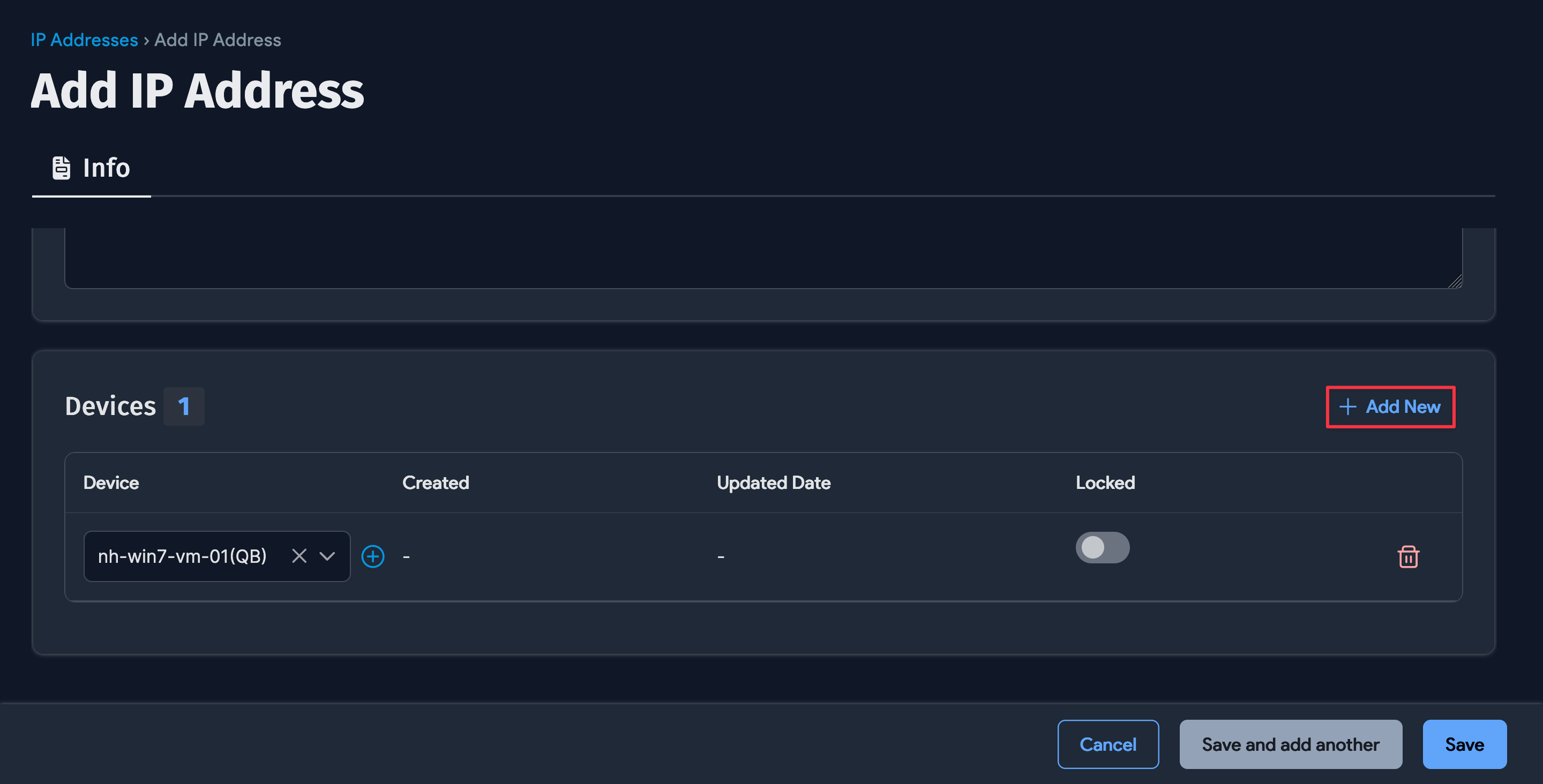 Add device from editing view