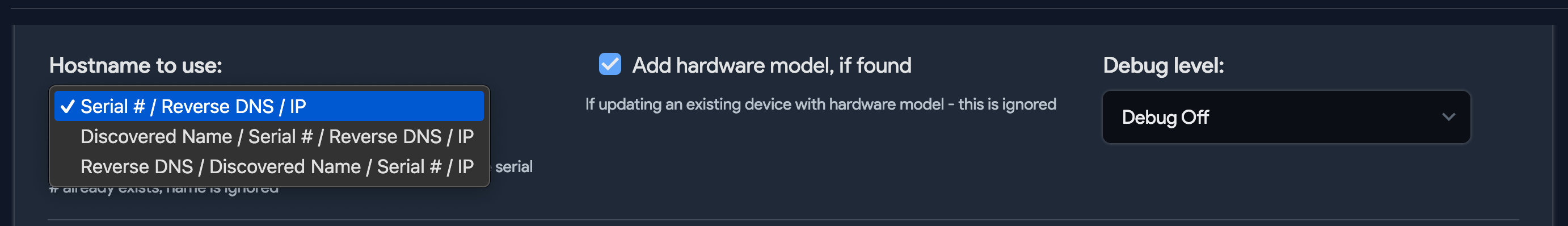 Hostname to use options