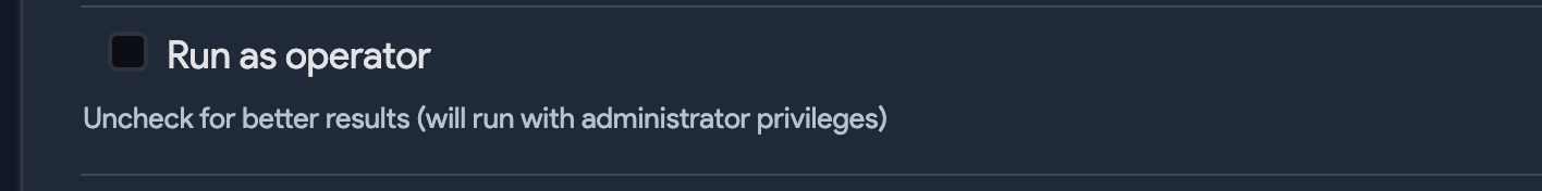 Run as operator option
