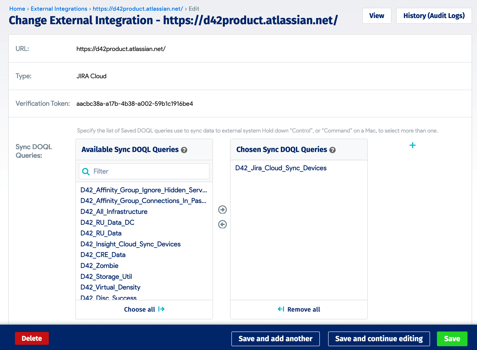 External integration DOQL sync