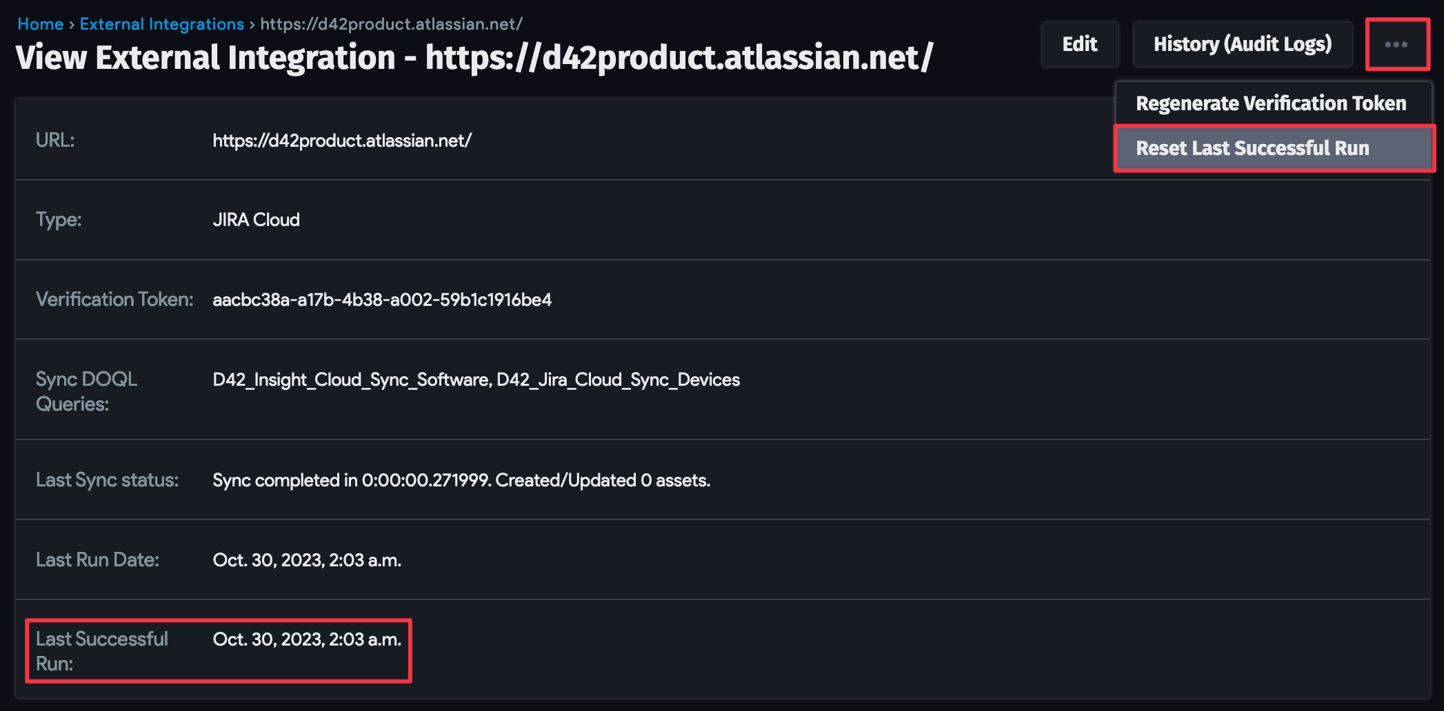 Reset the last successful sync