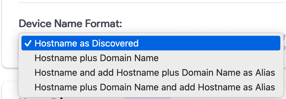 Device Name Format options