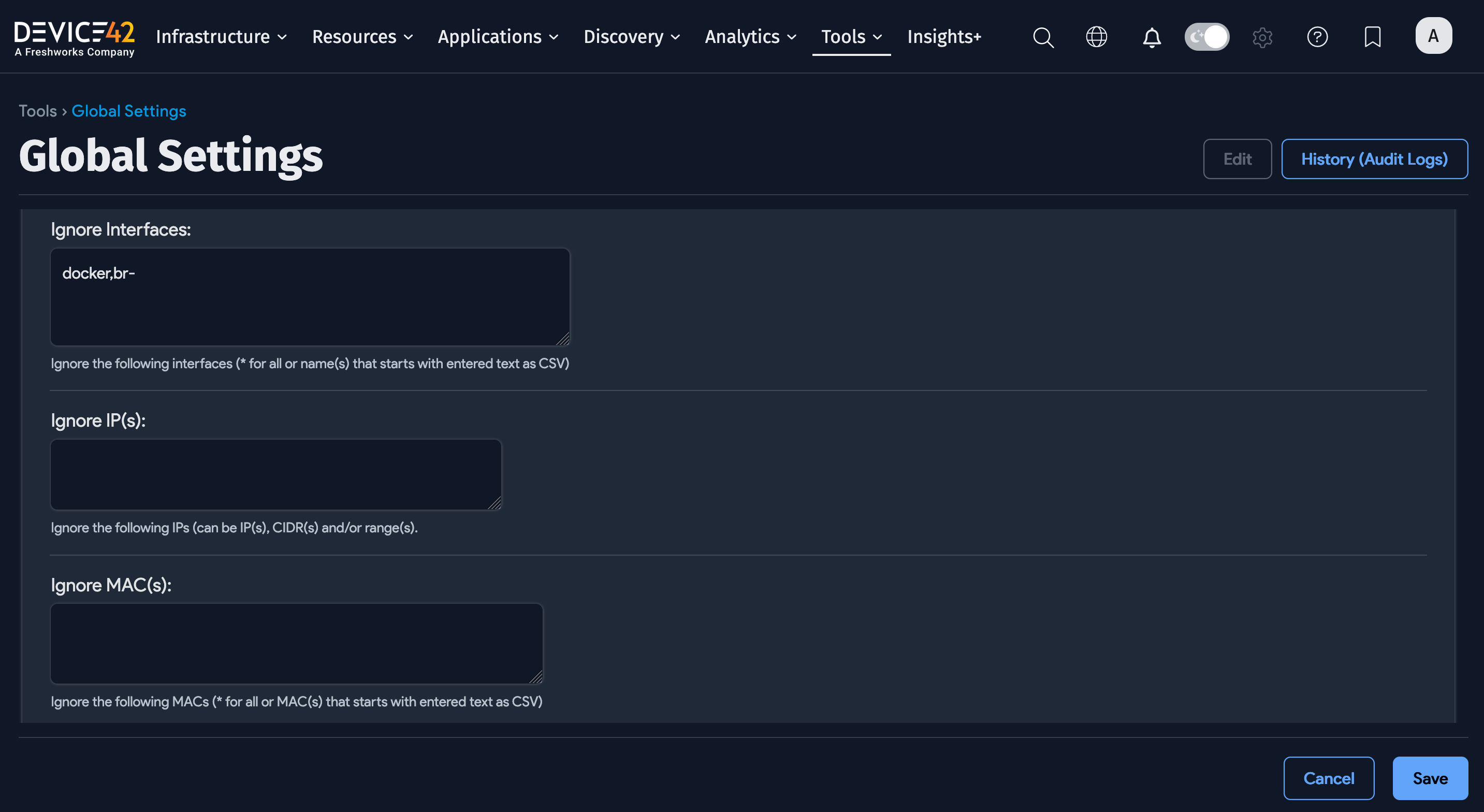 Global Ignore options