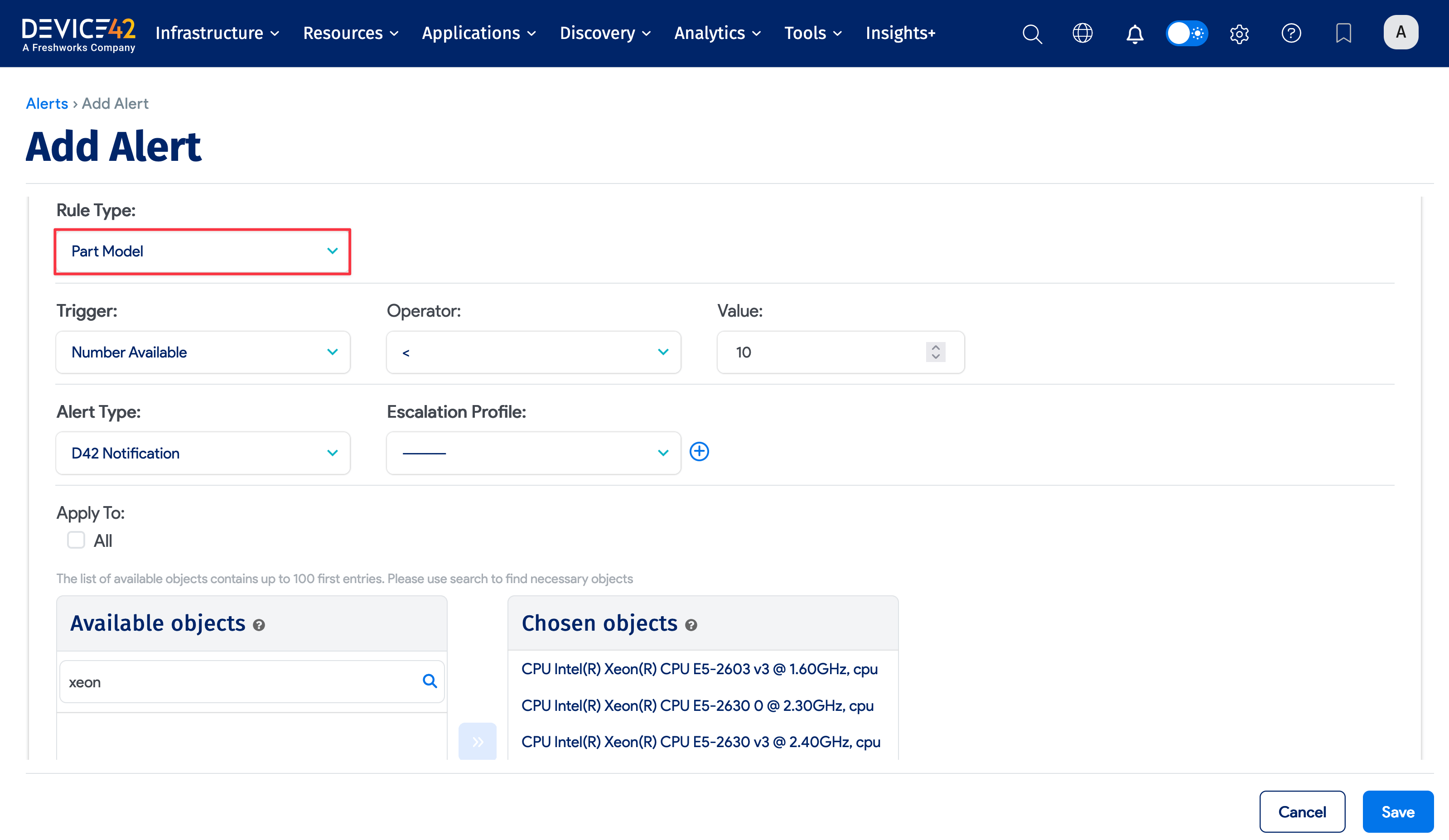 Setting up low inventory alert levels