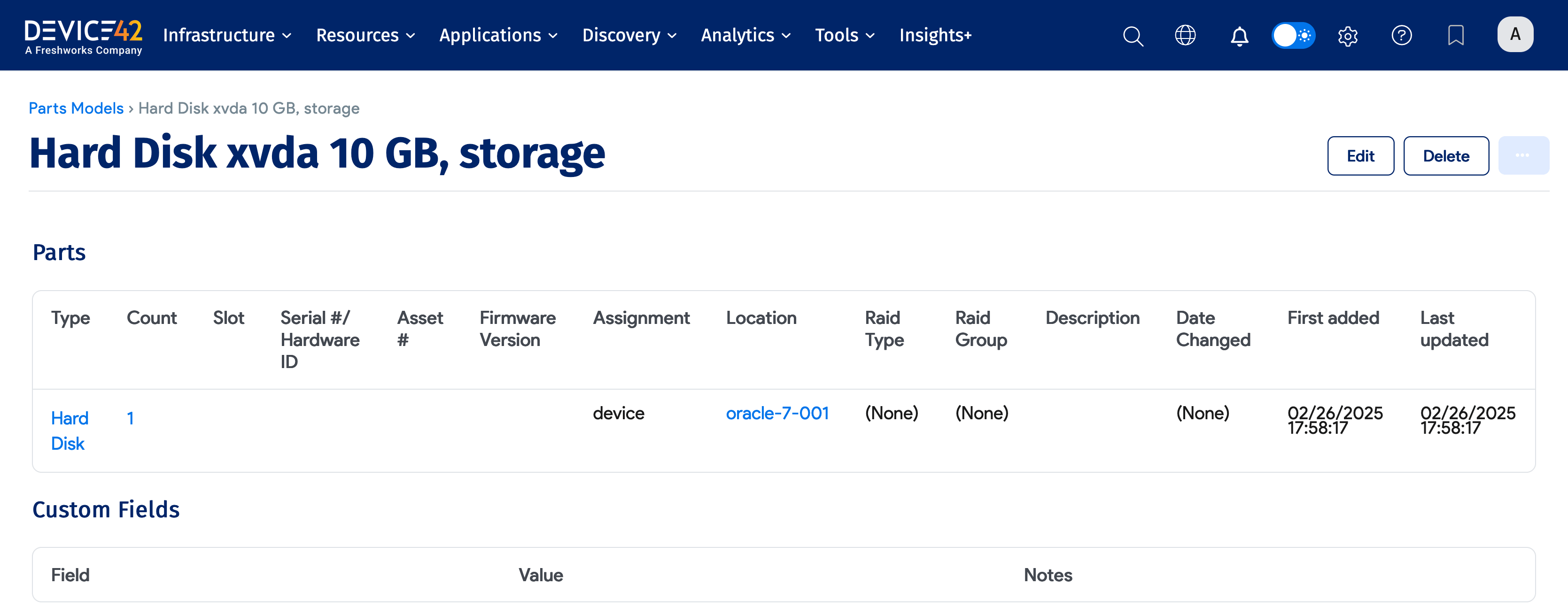 View Parts Model parts
