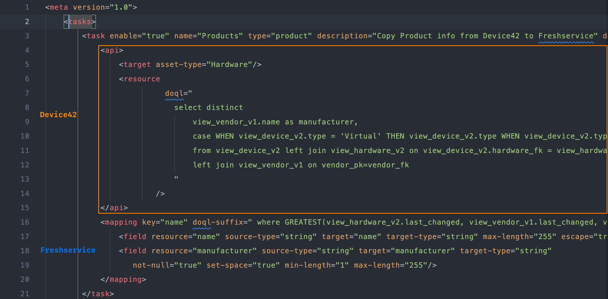 mapping.xml in VS Code