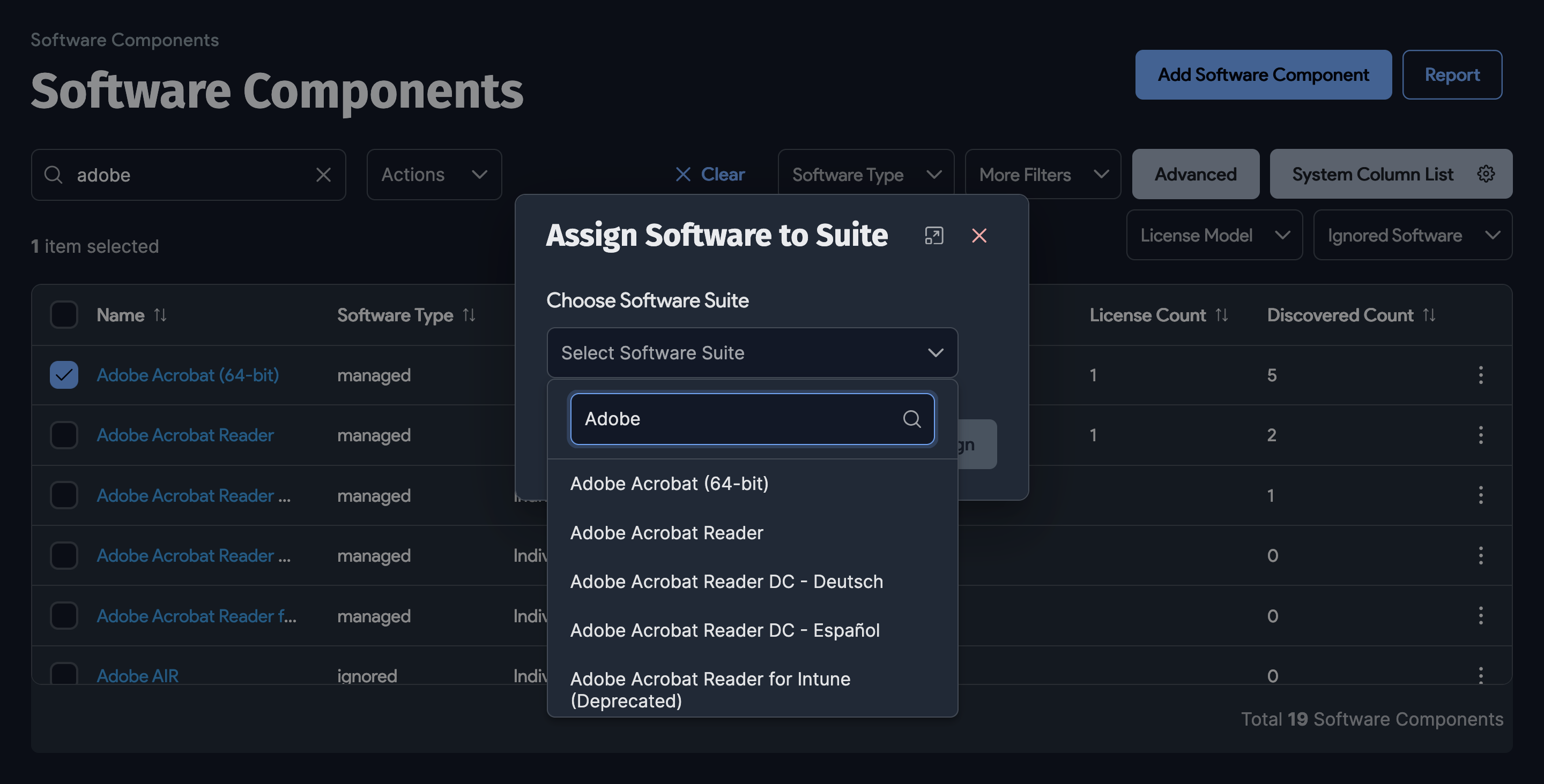 Assign software component