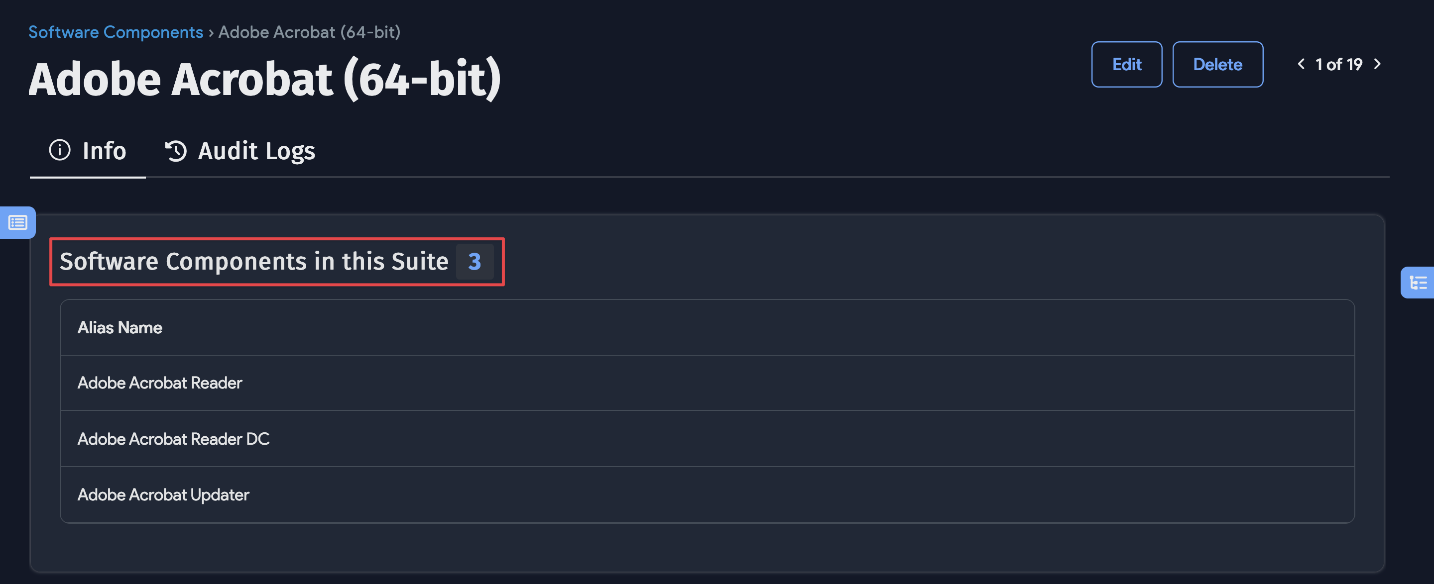 Software components in suite box
