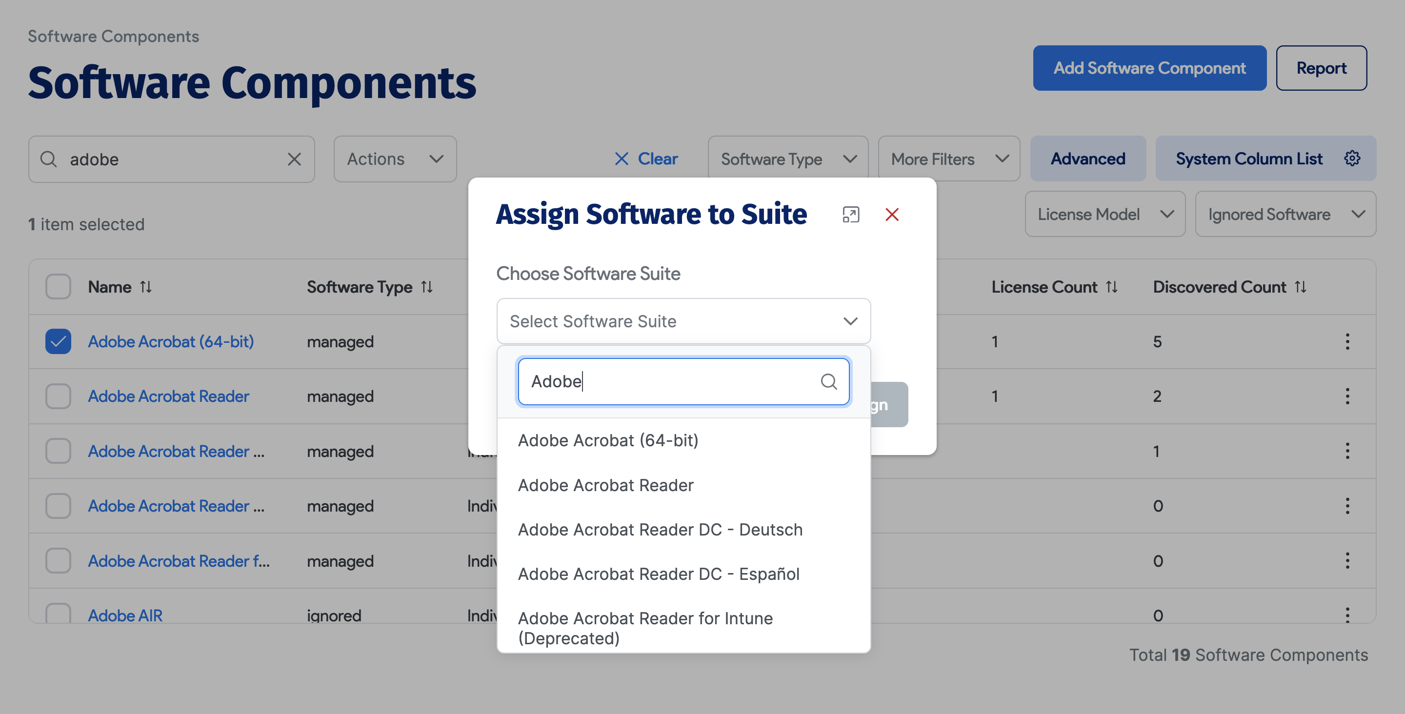 Assign software component