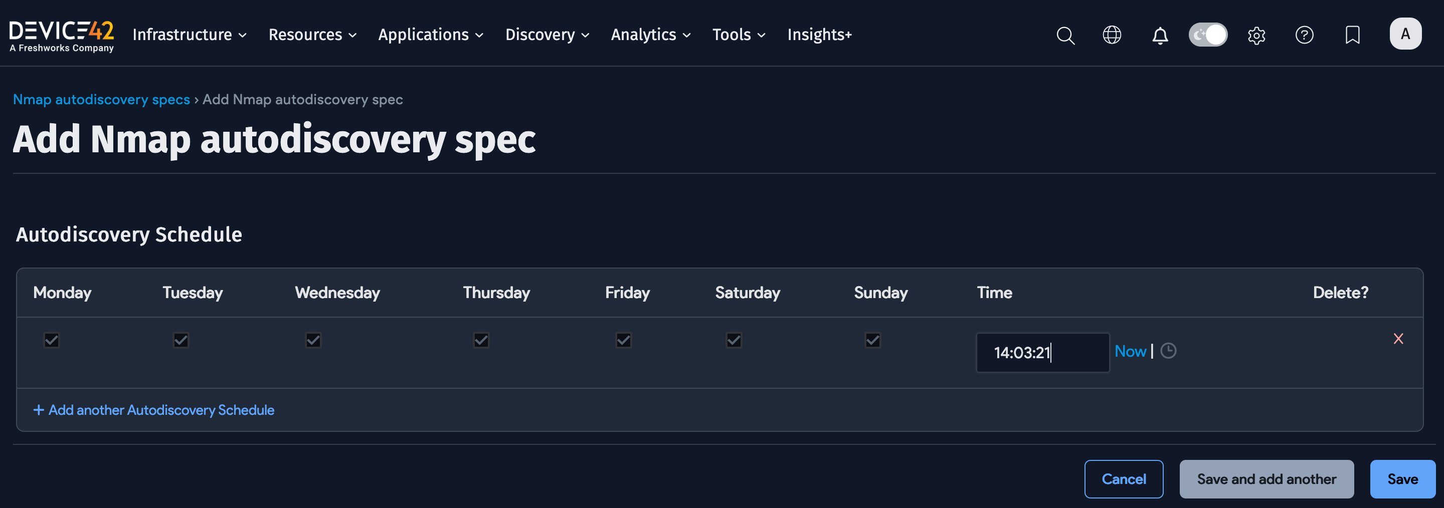 Add Nmap job schedule