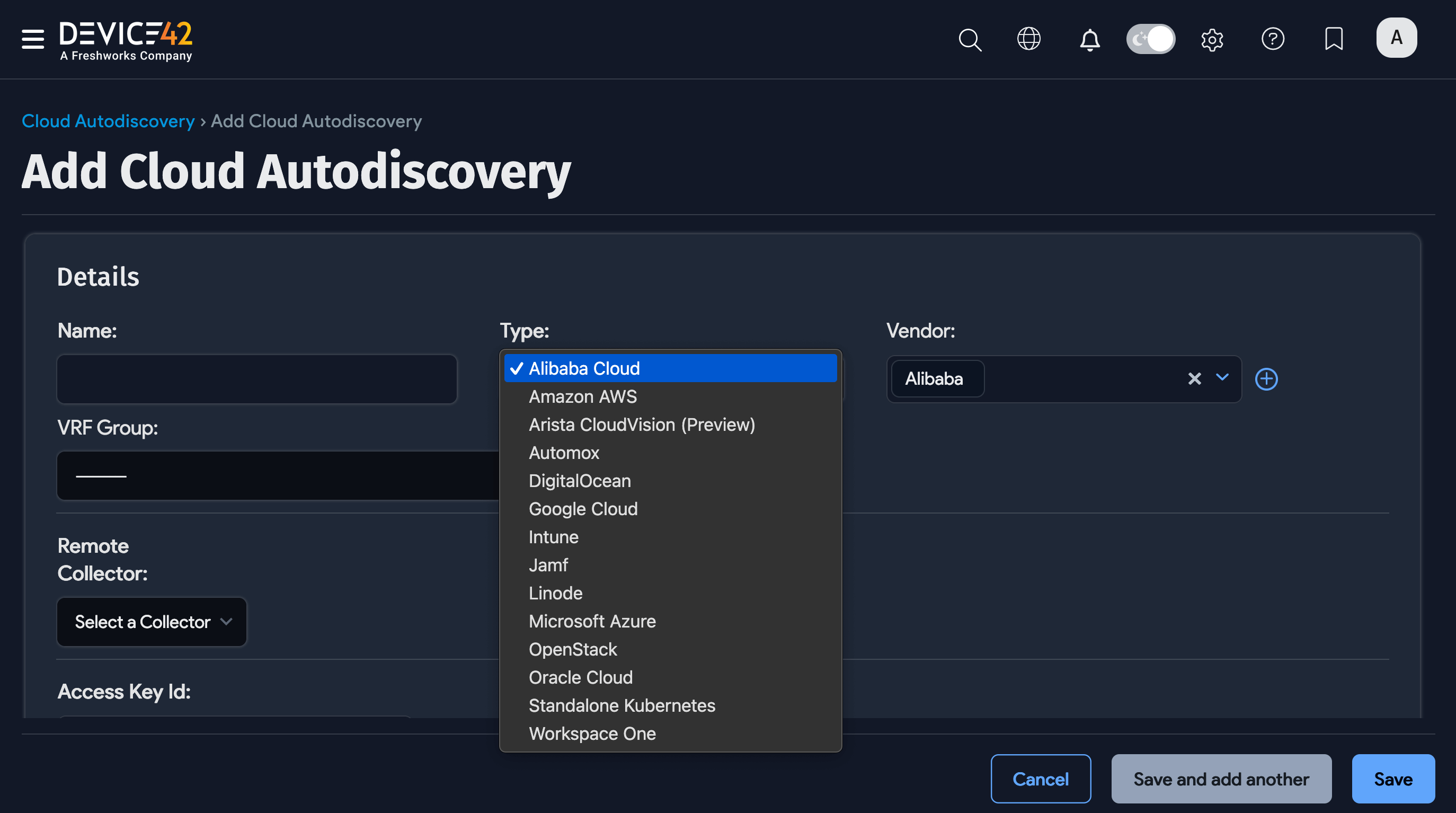 Cloud autodiscovery types