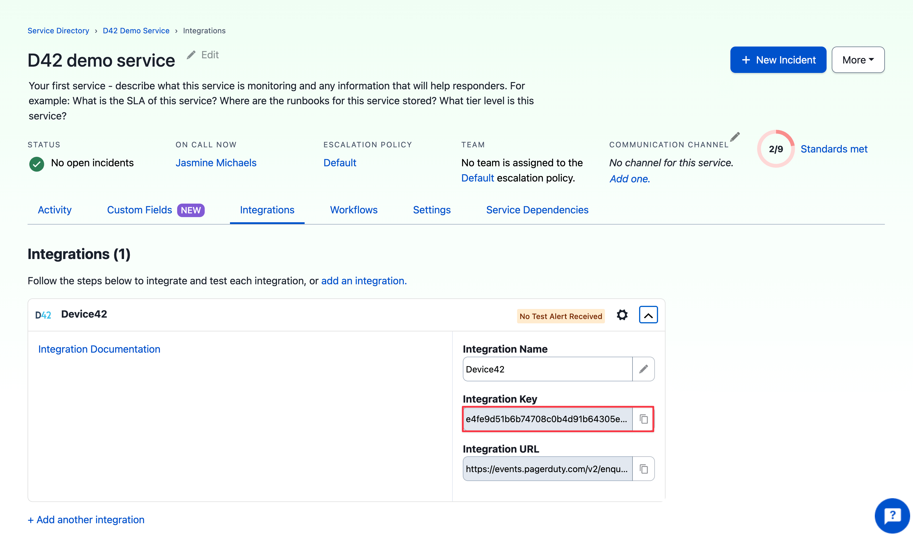 Copy the Integration Key