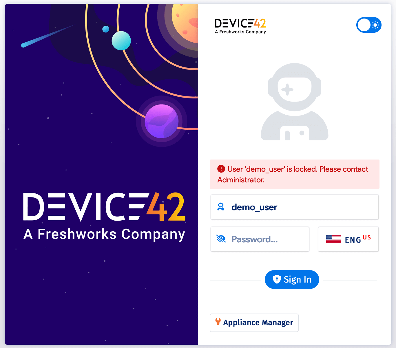 Login page with locked account alert